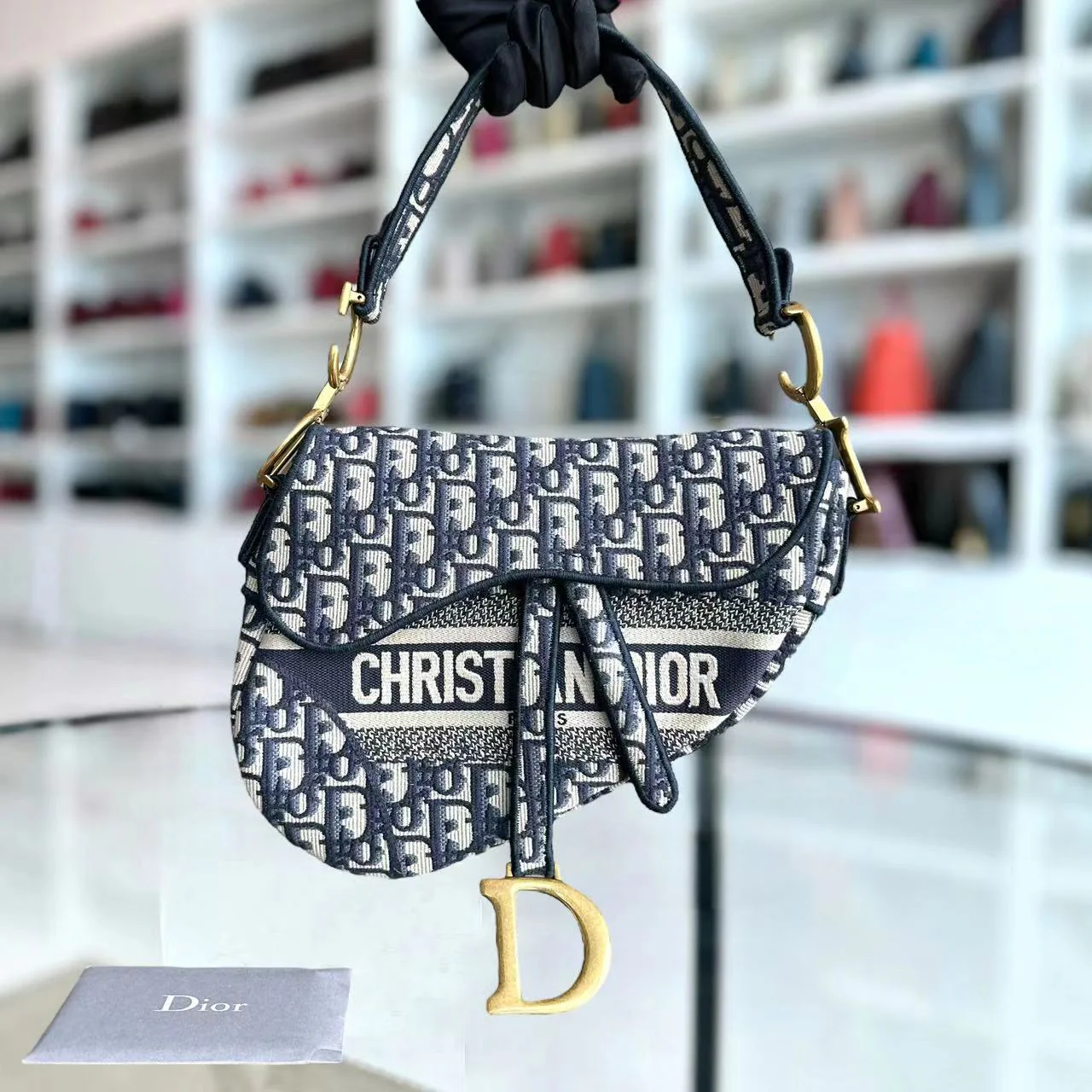 Dior Saddle Medium Oblique Canvas Monogram Dark Blue Golden Hardware - Best Luxury Designers