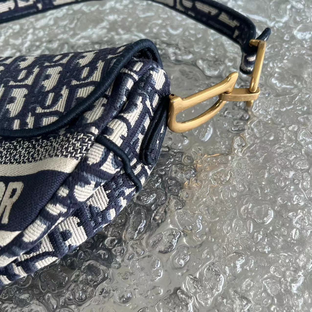 Dior Saddle Medium Oblique Canvas Monogram Dark Blue Golden Hardware - Best Luxury Designers