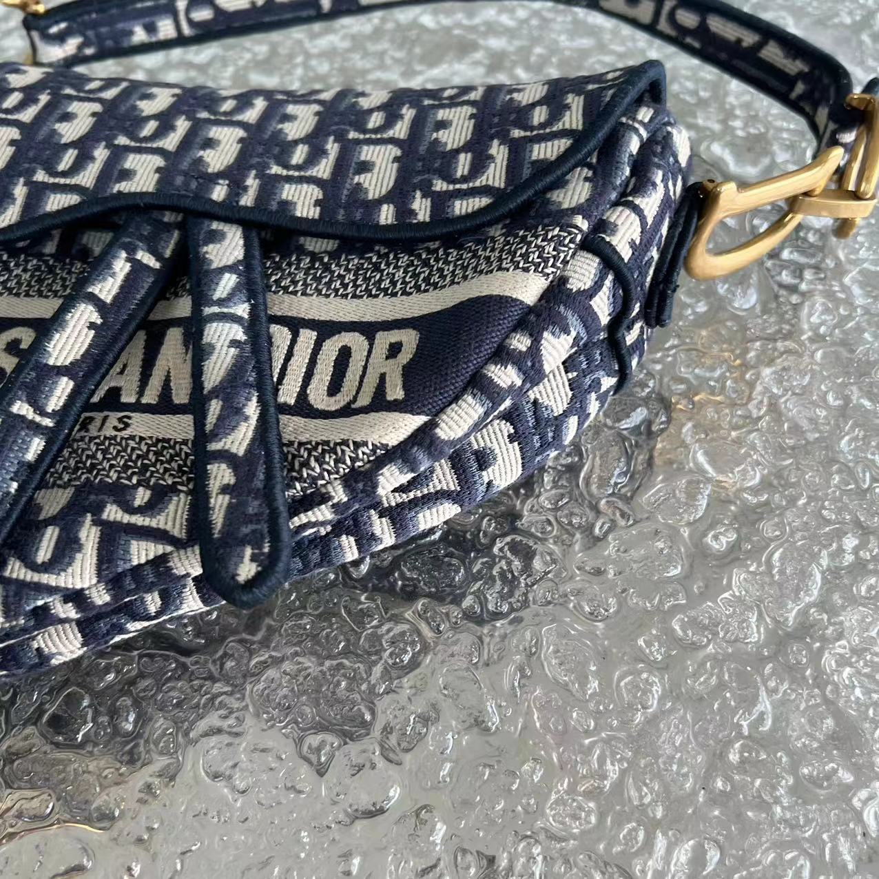 Dior Saddle Medium Oblique Canvas Monogram Dark Blue Golden Hardware - Best Luxury Designers