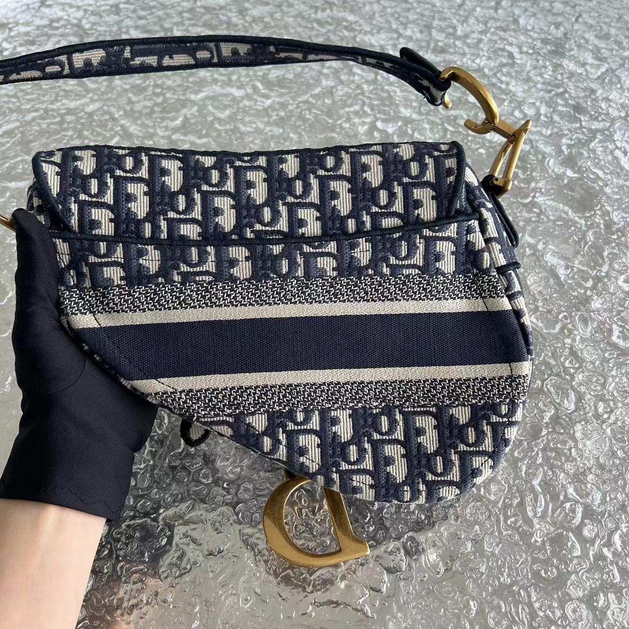 Dior Saddle Medium Oblique Canvas Monogram Dark Blue Golden Hardware - Best Luxury Designers