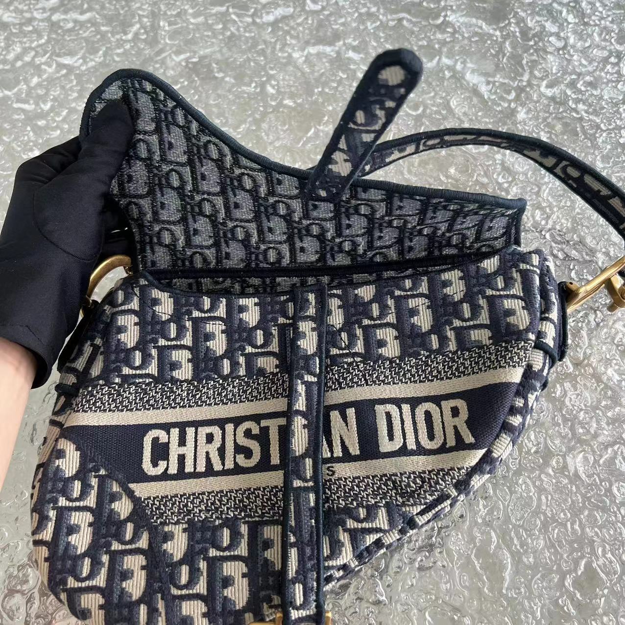 Dior Saddle Medium Oblique Canvas Monogram Dark Blue Golden Hardware - Best Luxury Designers