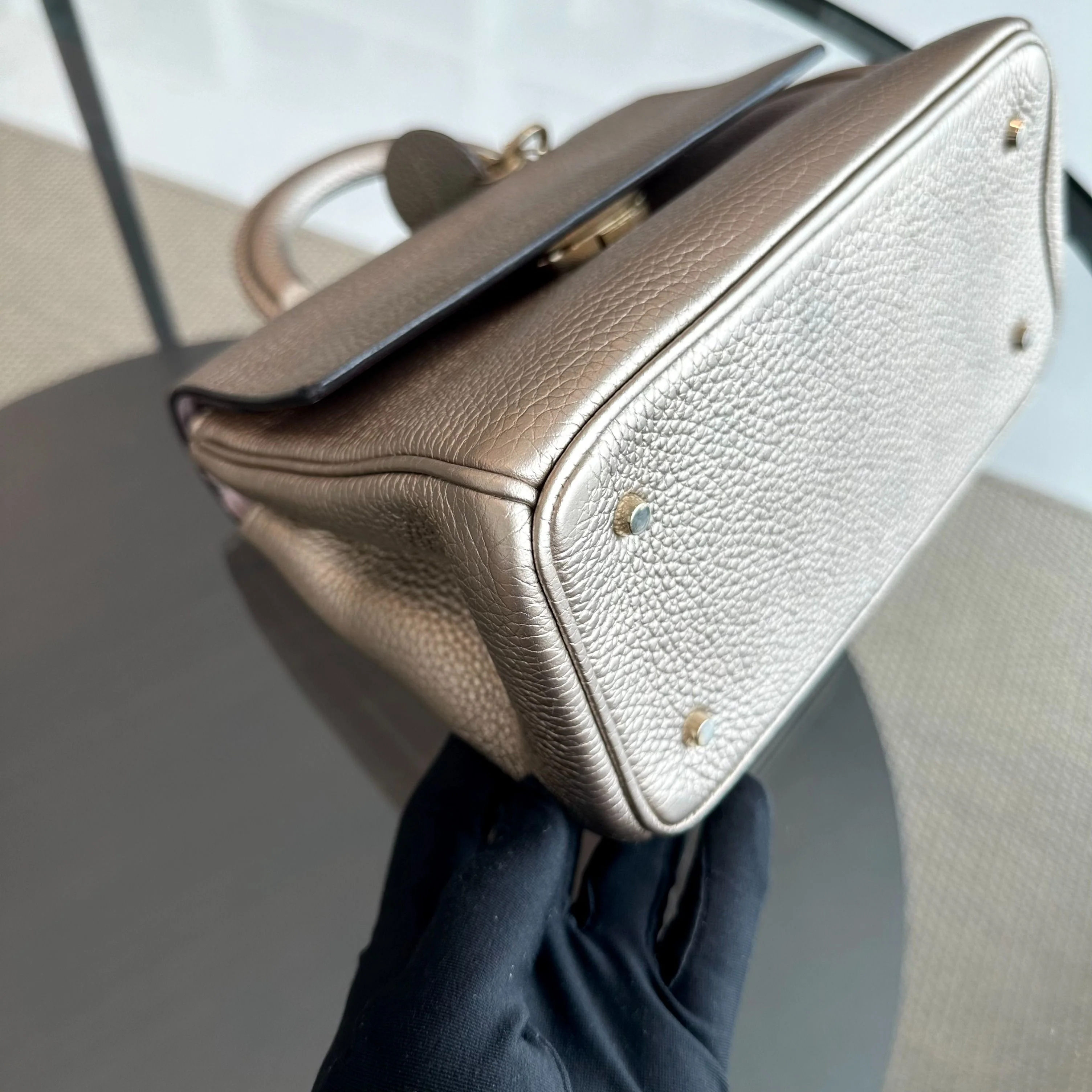 Be Mini Gold Grained Calfskin GHW