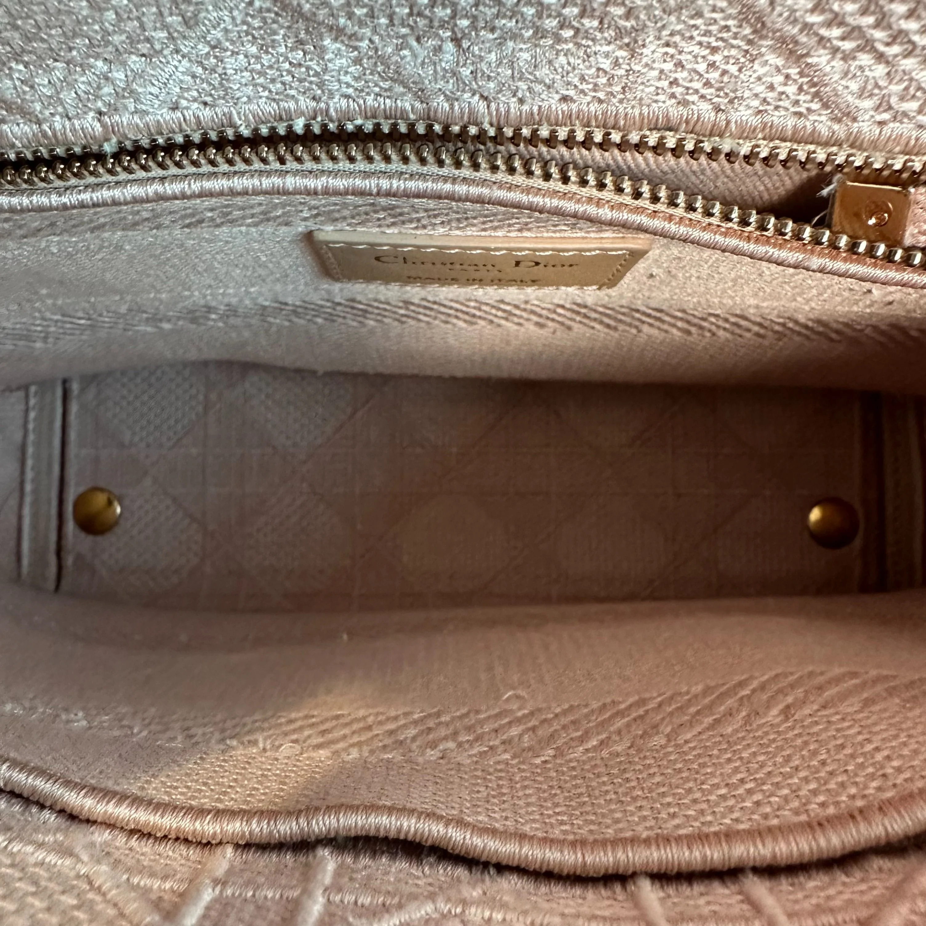 Lady D-Lite Sakura Pink Embroidered Cannage Medium GHW