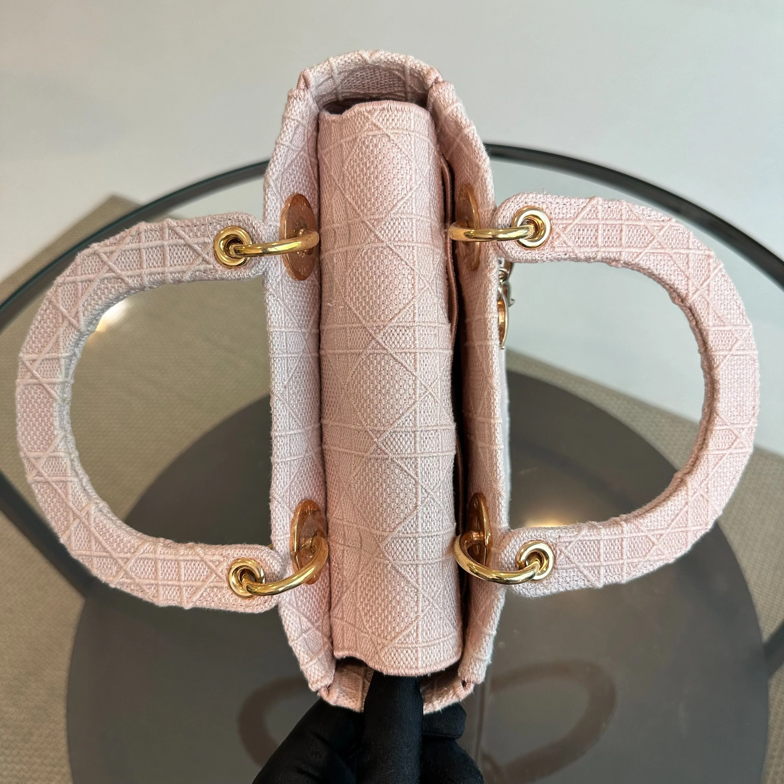 Lady D-Lite Sakura Pink Embroidered Cannage Medium GHW