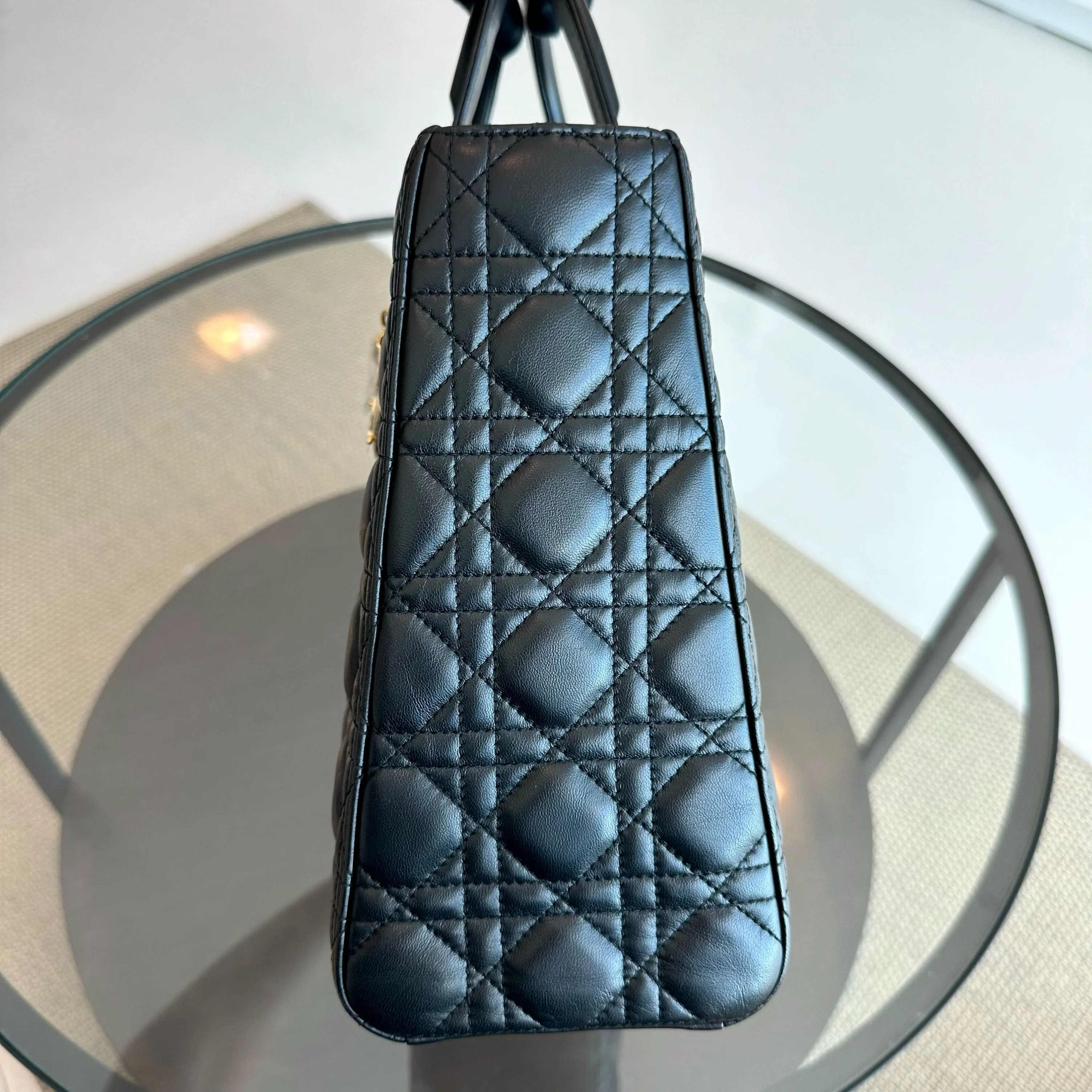 Lady Large Lambskin Cannage Black GHW