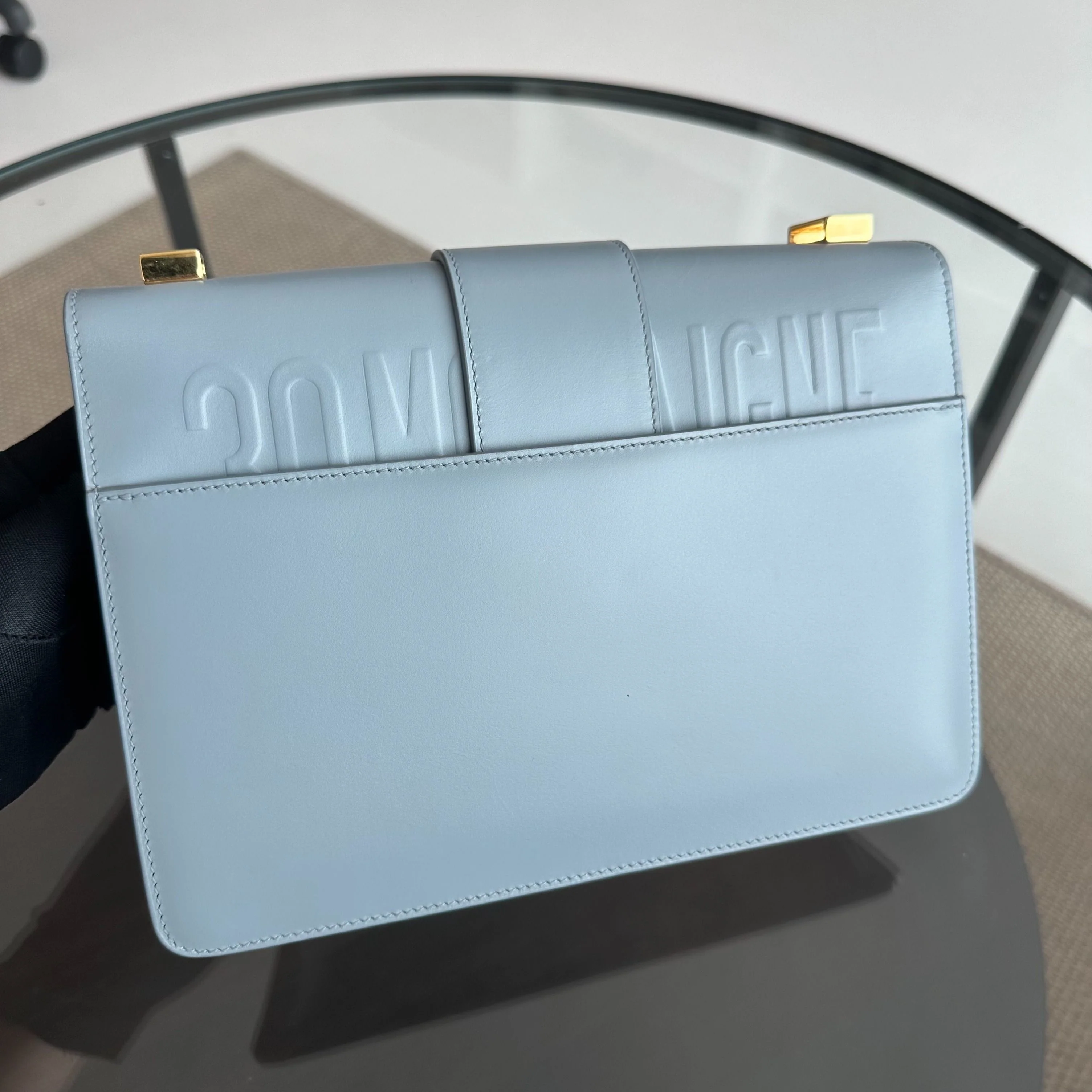 Montaigne 30 Calfskin Medium Haze Blue Shoulder Bag