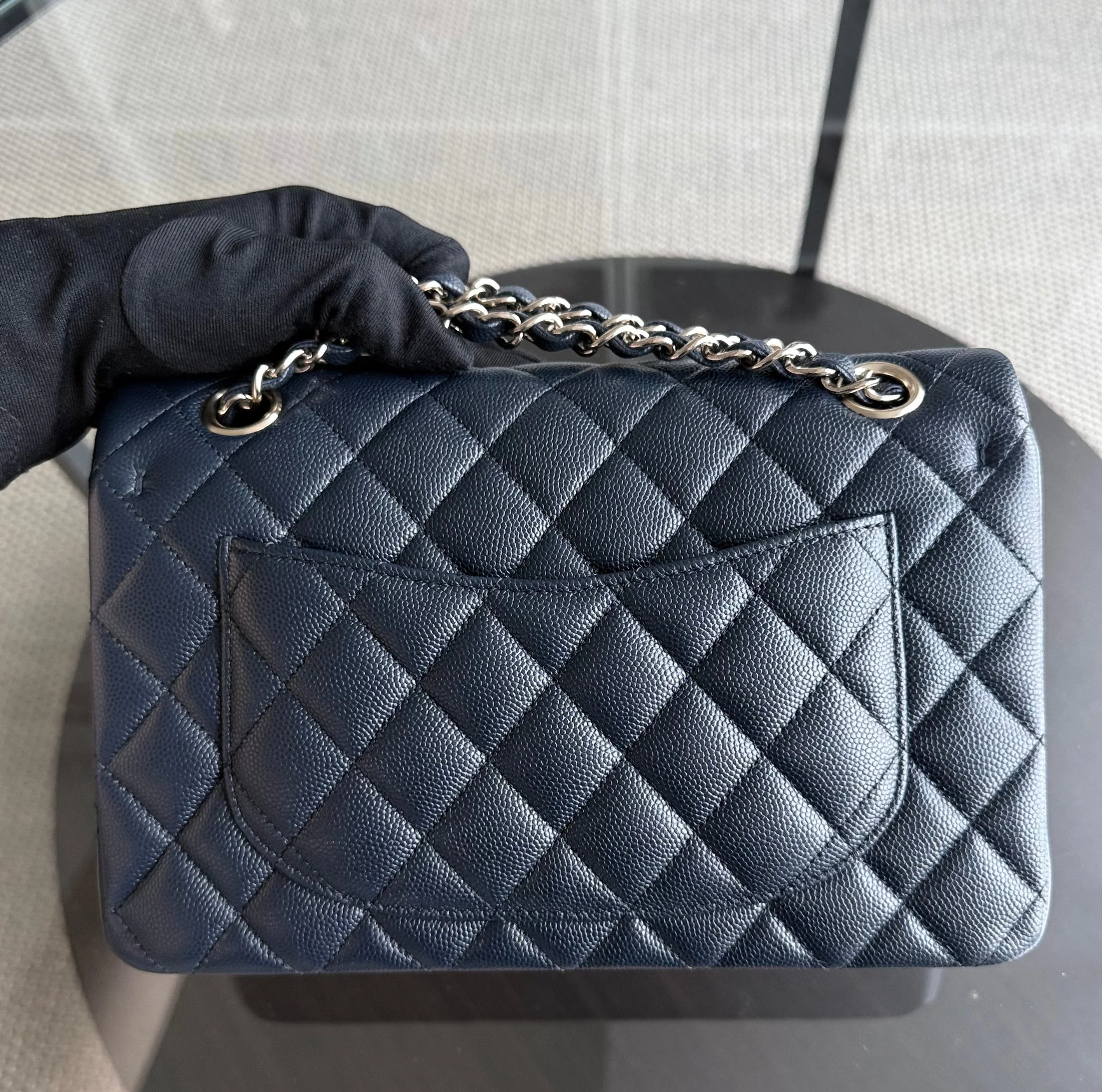 Chanel Classic Flap Small - Caviar 23CM Quilted Dark Midnight Blue Gold Hardware Series 27