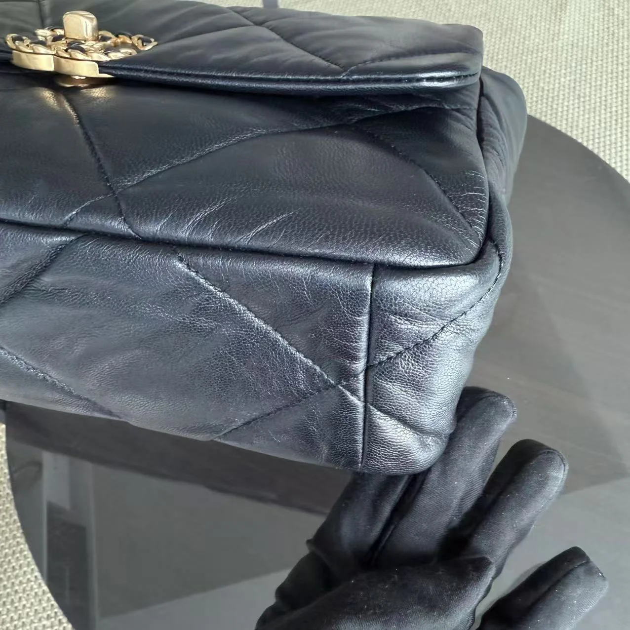 Chanel 19 Bag Medium - C19 Quilted Goatskin Black Two-Tone Gold Hardware Series 28