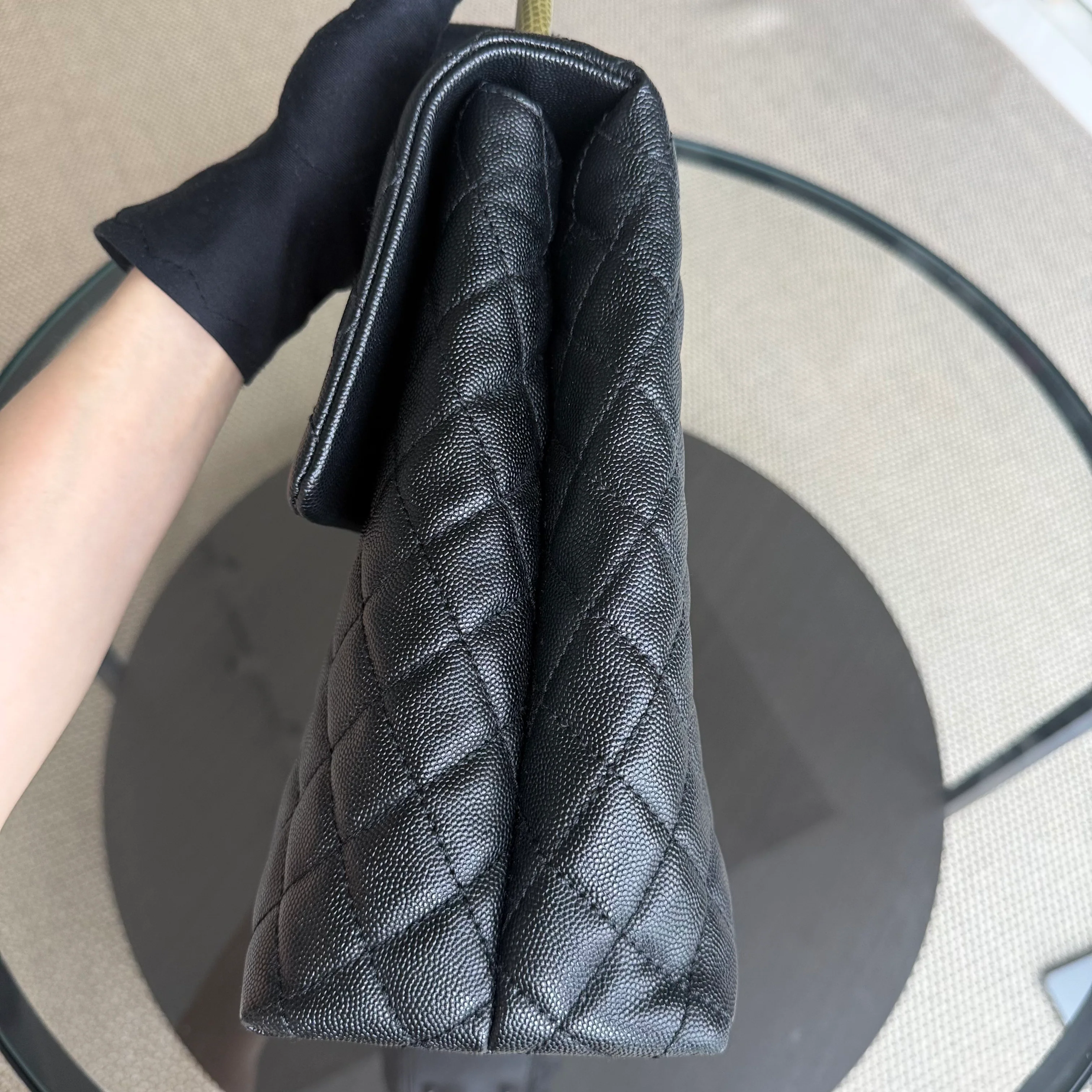 Chanel Coco Handle Large - Caviar 34CM Quilted Black Ruthenium Silver Hardware Series 23