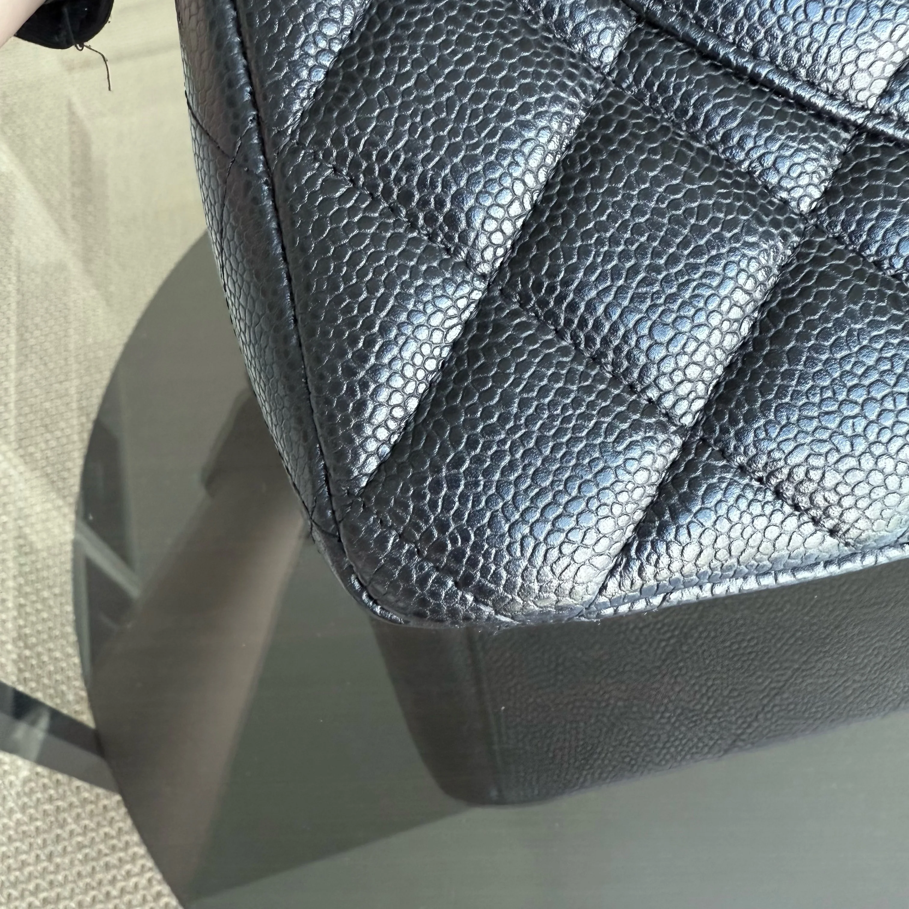 Chanel Classic Flap Maxi - Caviar Double Flap 33CM Quilted Black Silver Hardware Series 15