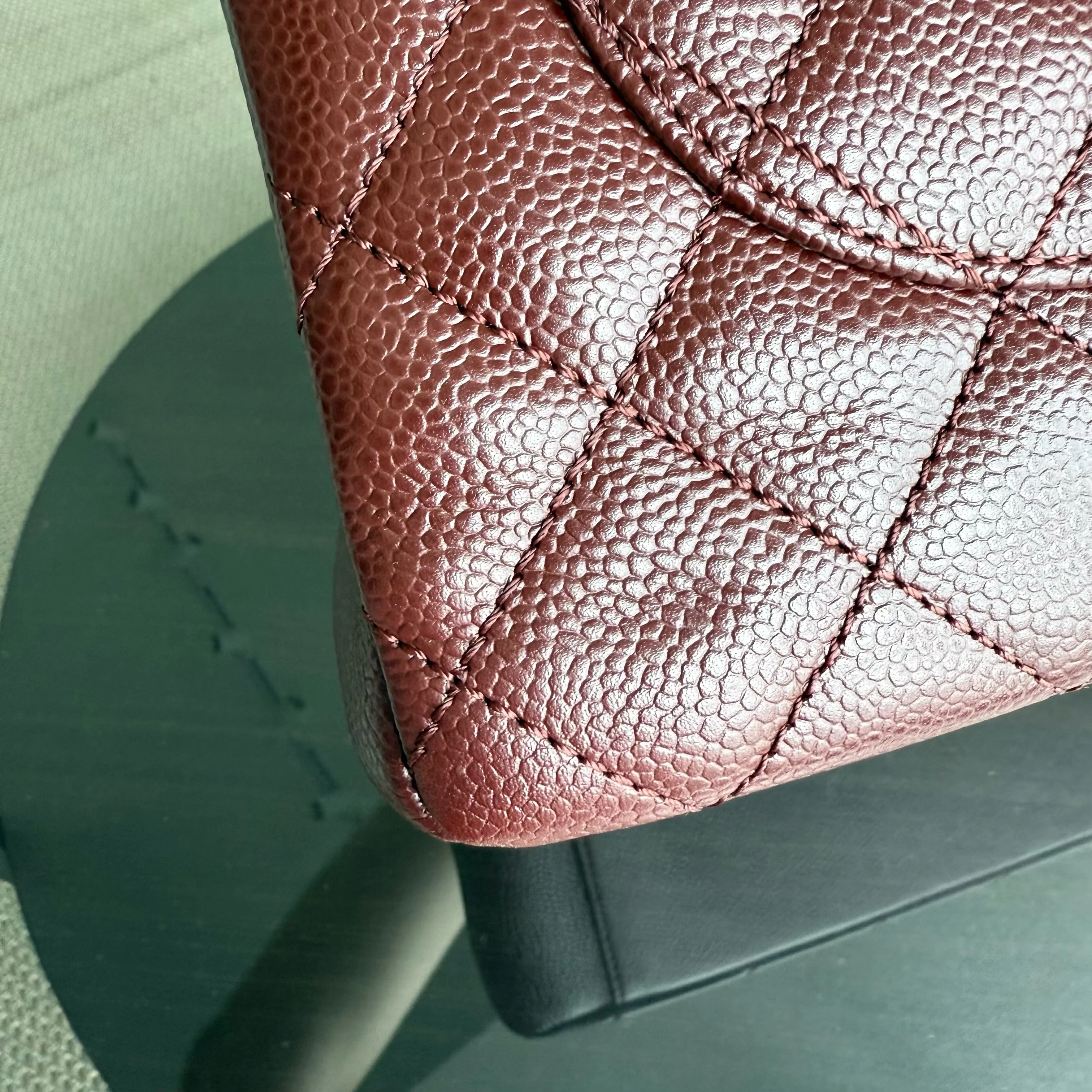 Chanel GST Grand Shopping Tote - Burgundy Caviar Quilted Silver Hardware Series 18