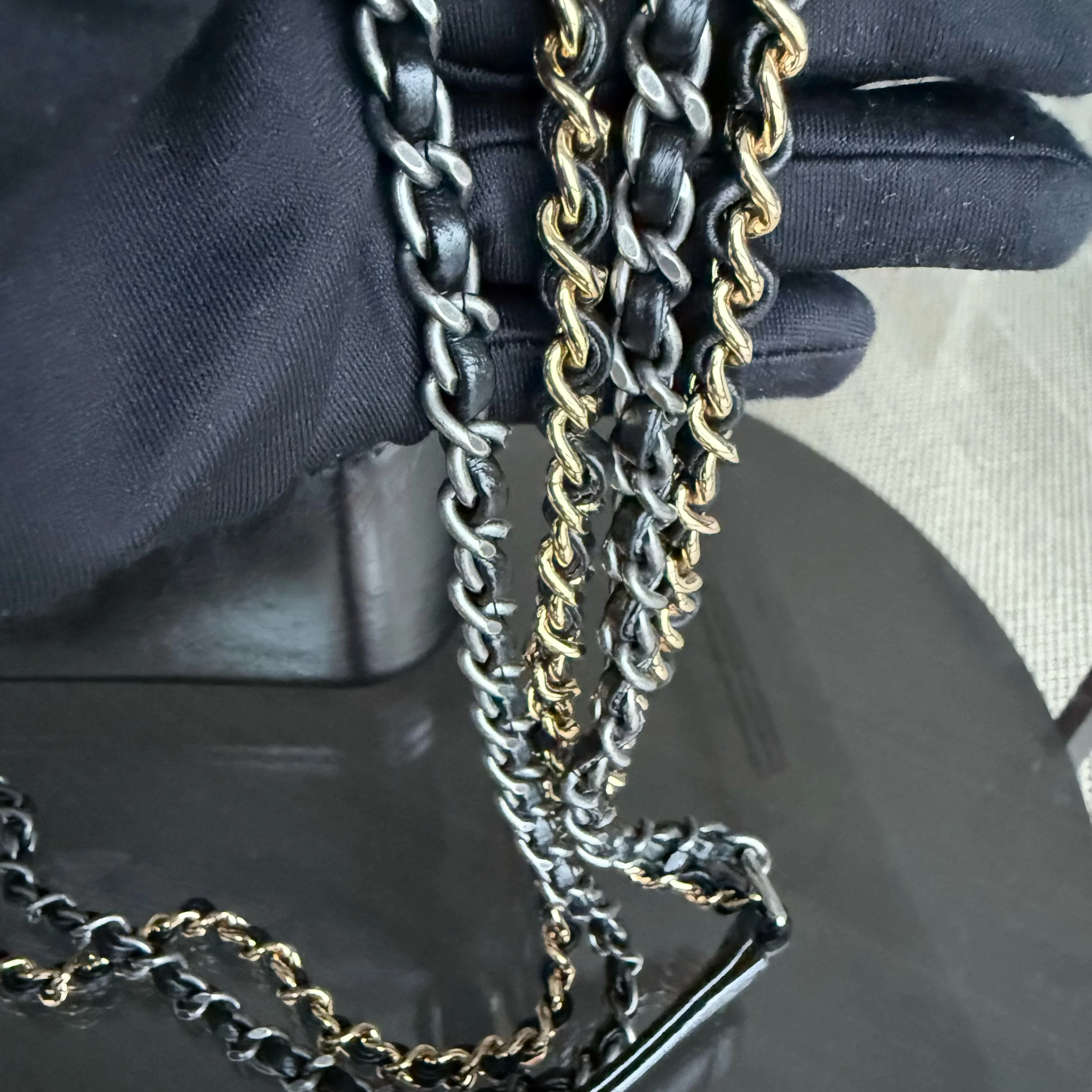 Chanel Gabrielle Medium - Quilted Aged Calfskin Black Two-tone Gold Hardware Series 25