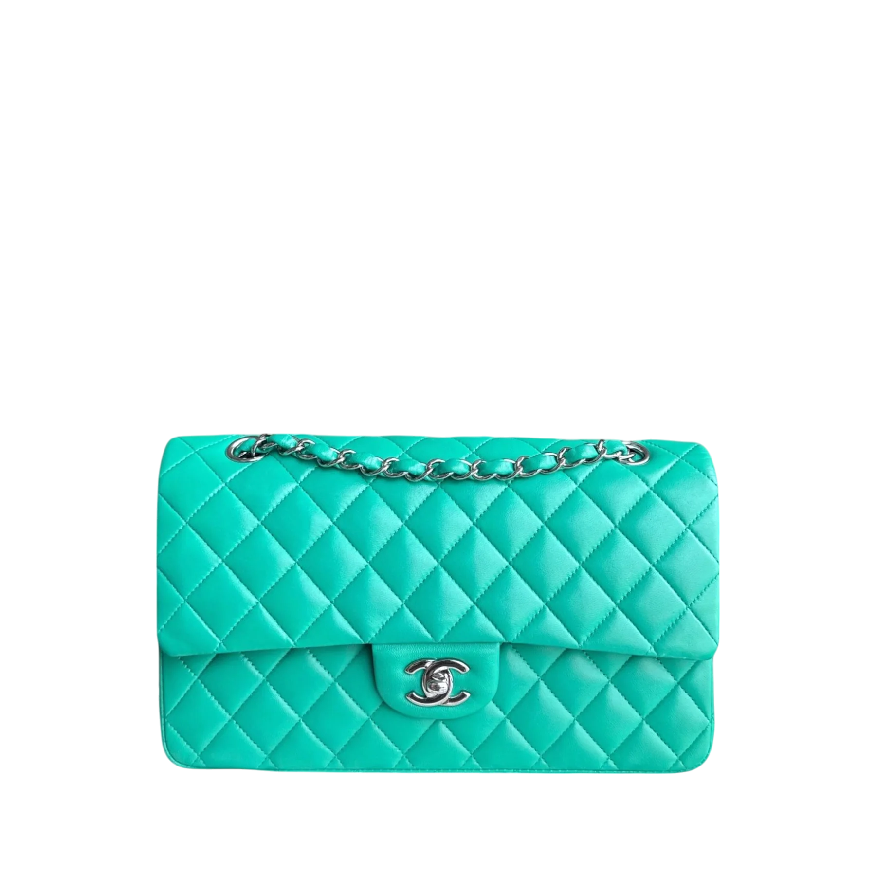 Chanel Classic Flap Medium - 25CM Quilted Lambskin Light Green Silver Hardware Series 16