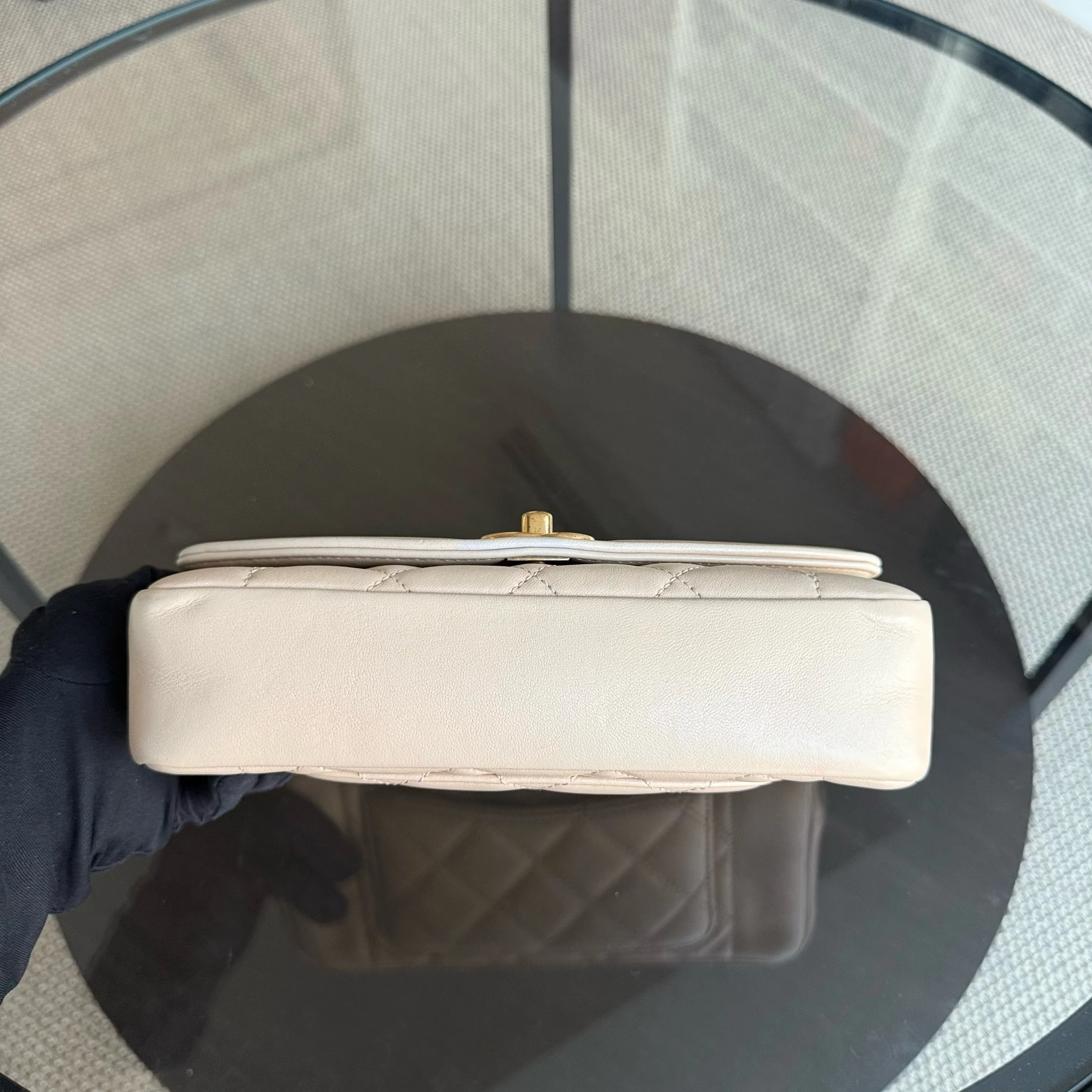 Chanel Diana Small - 22CM Quilted Lambskin Beige Gold Hardware Series 20