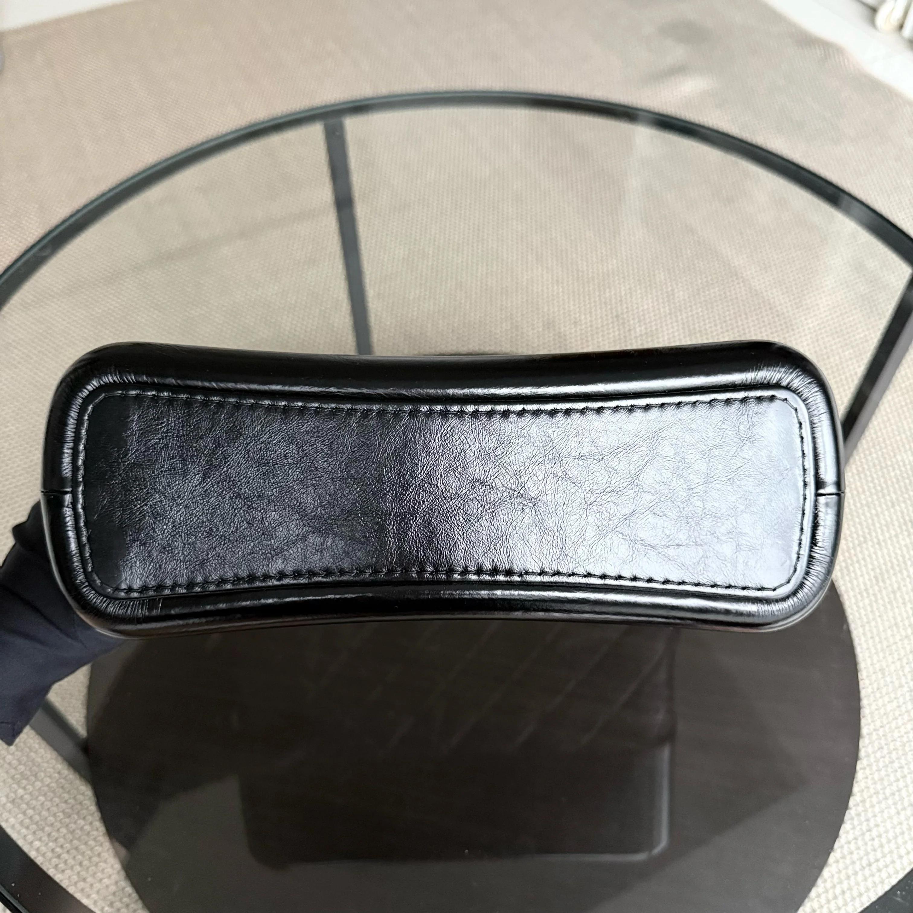 Chanel Gabrielle Medium - Quilted Aged Calfskin Black Two-tone Gold Hardware Series 25