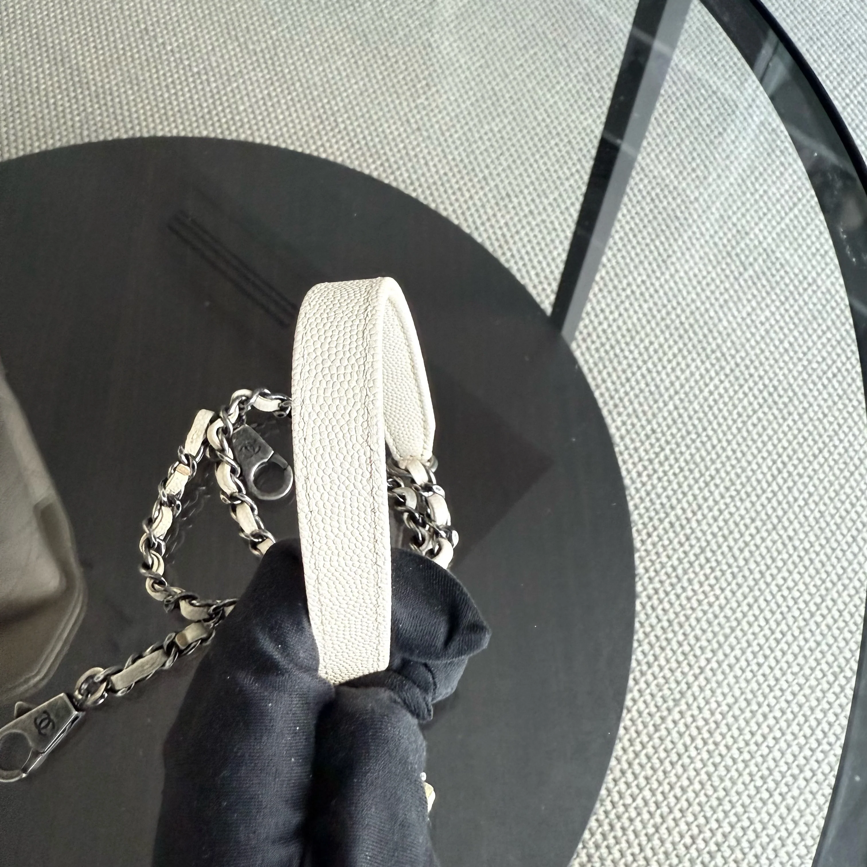 Chanel Coco Handle Small - Caviar Quilted Grained Calfskin White Ruthenium Silver Hardware