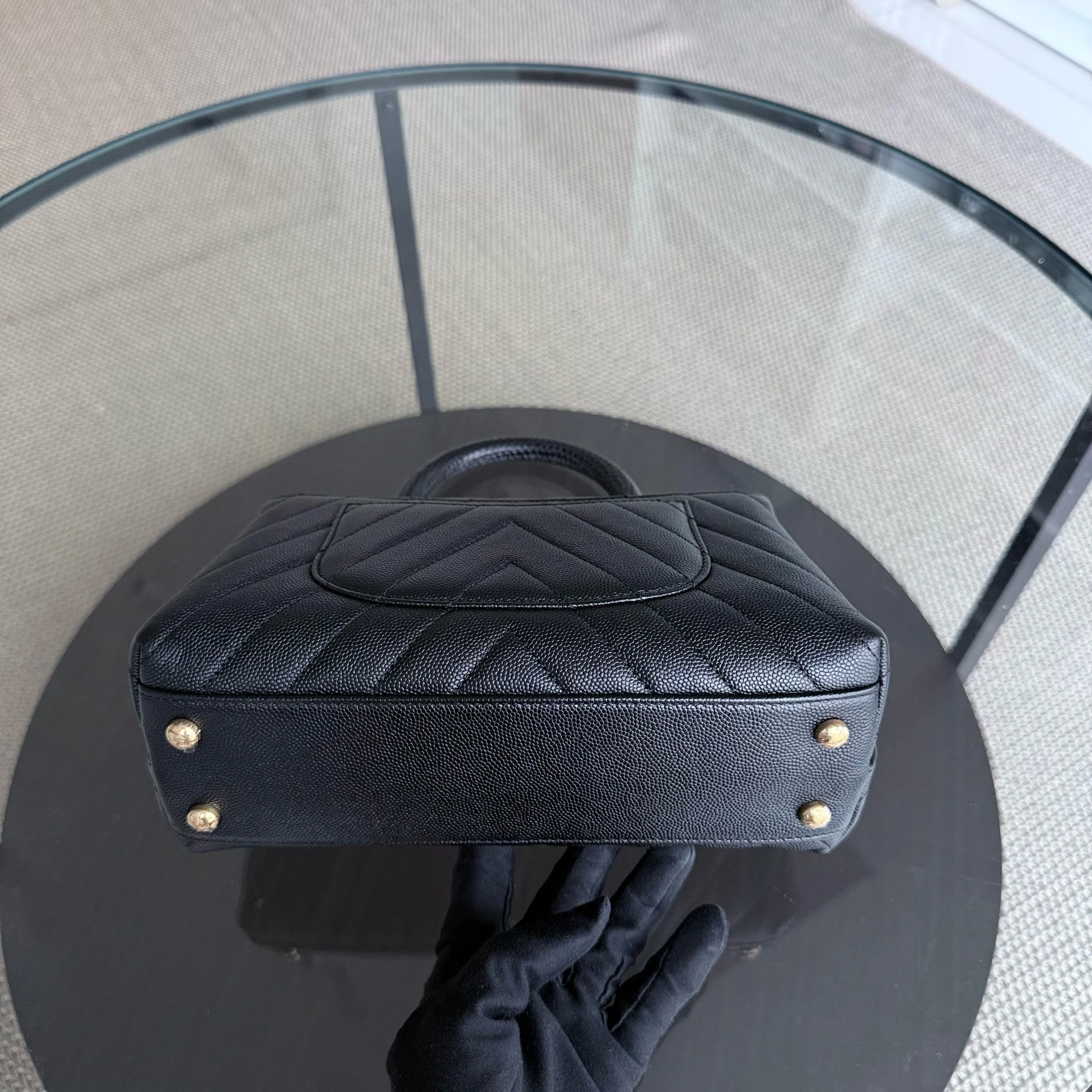 Chanel Coco Handle Small - Caviar Chevron Grained Calfskin Black Gold Hardware Series 26