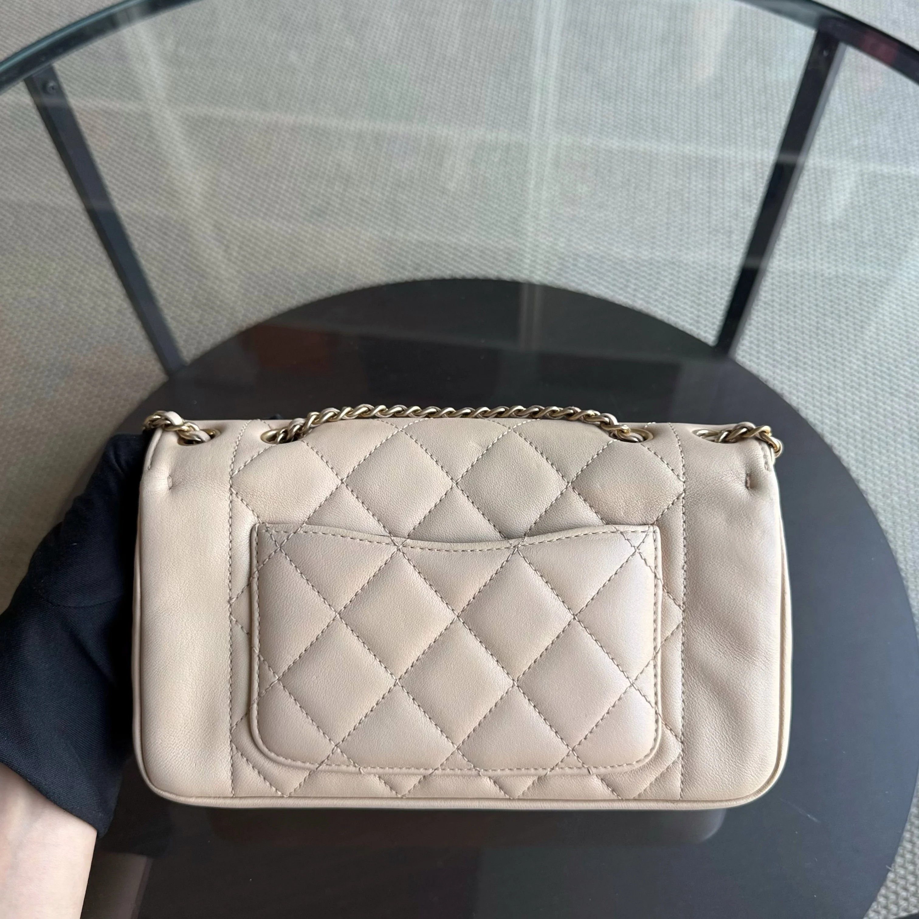 Chanel Diana Small - 22CM Quilted Lambskin Beige Gold Hardware Series 20