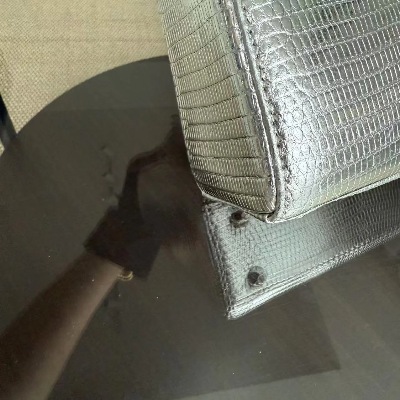 *Rare* Dior Lady Mini - Lizard Silver Metallic Limited Edition Chain Strap Silver Hardware