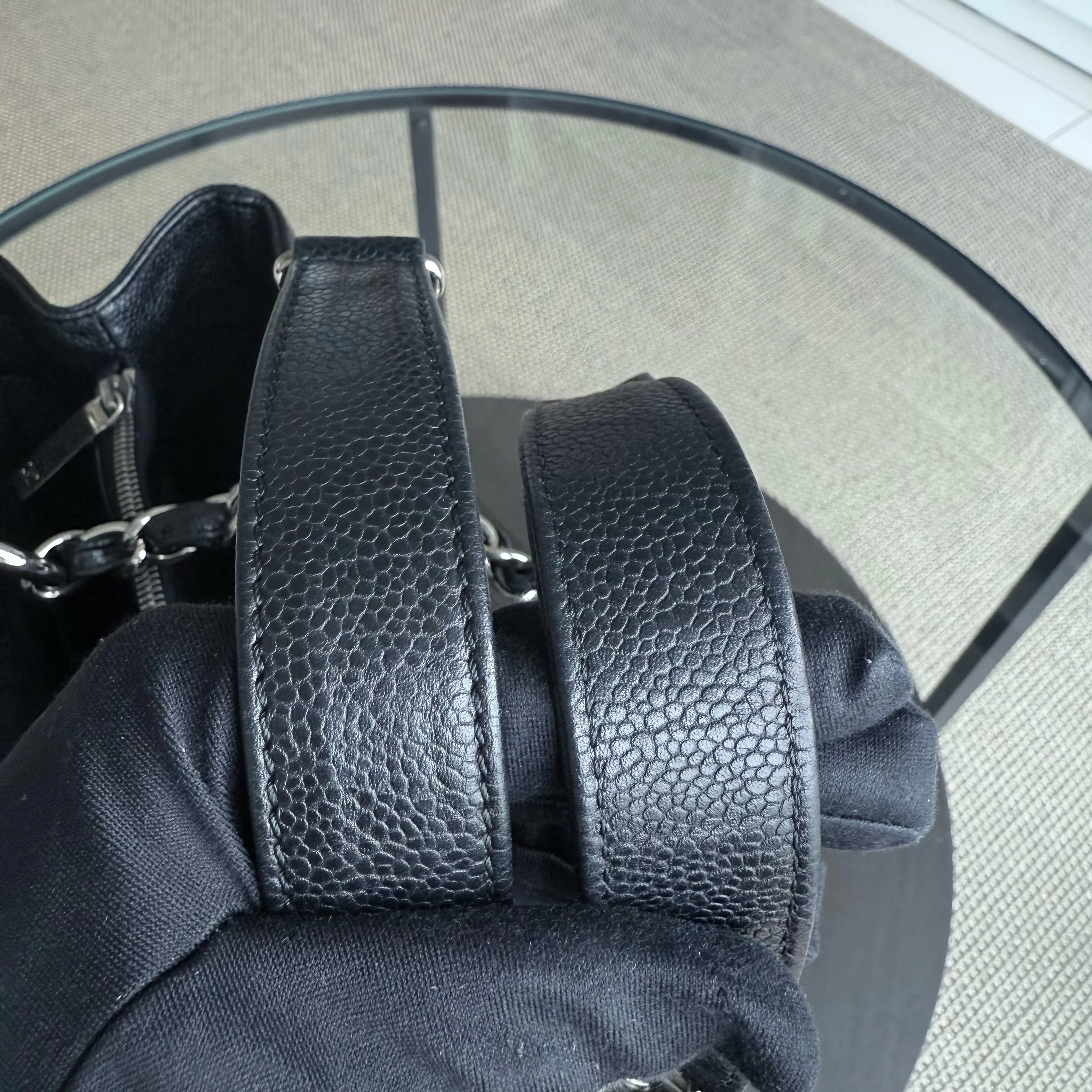 Chanel GST Grand Shopping Tote - Caviar Quilted Black Silver Hardware Series 12