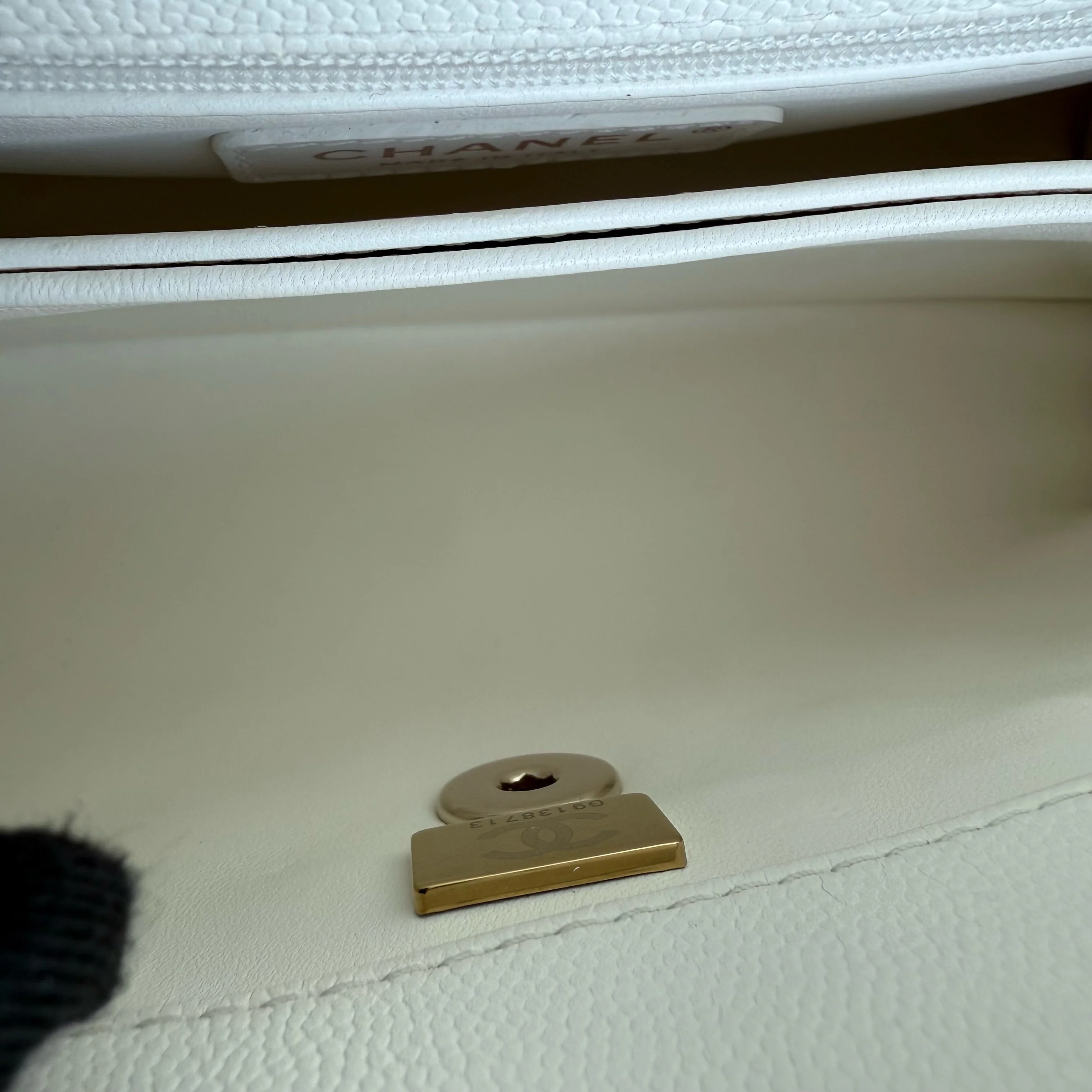 Chanel Coco Handle Small - Caviar Quilted Snow White Gold Hardware Microchip