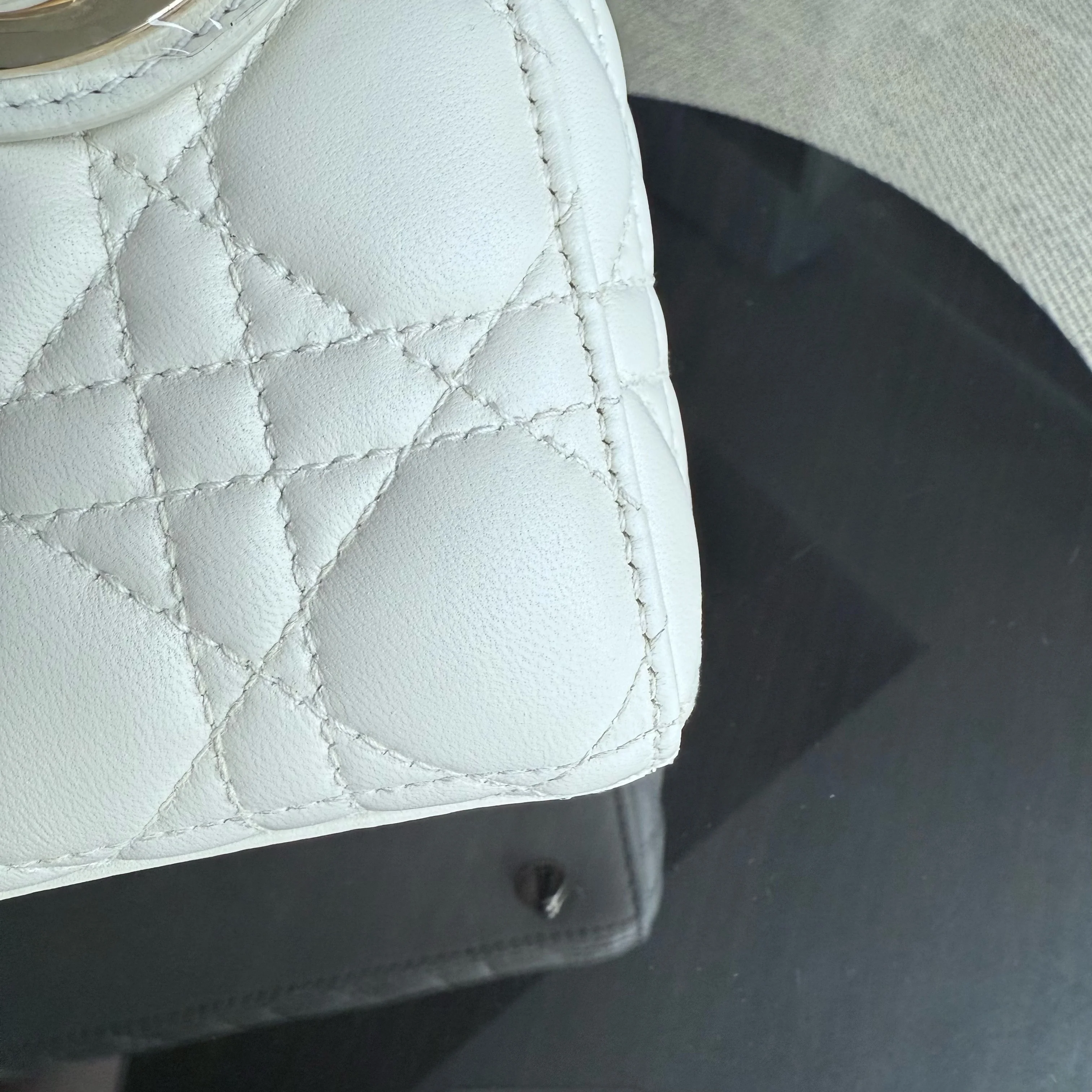 Dior Lady Small - Cannage Lambskin White Gold Hardware
