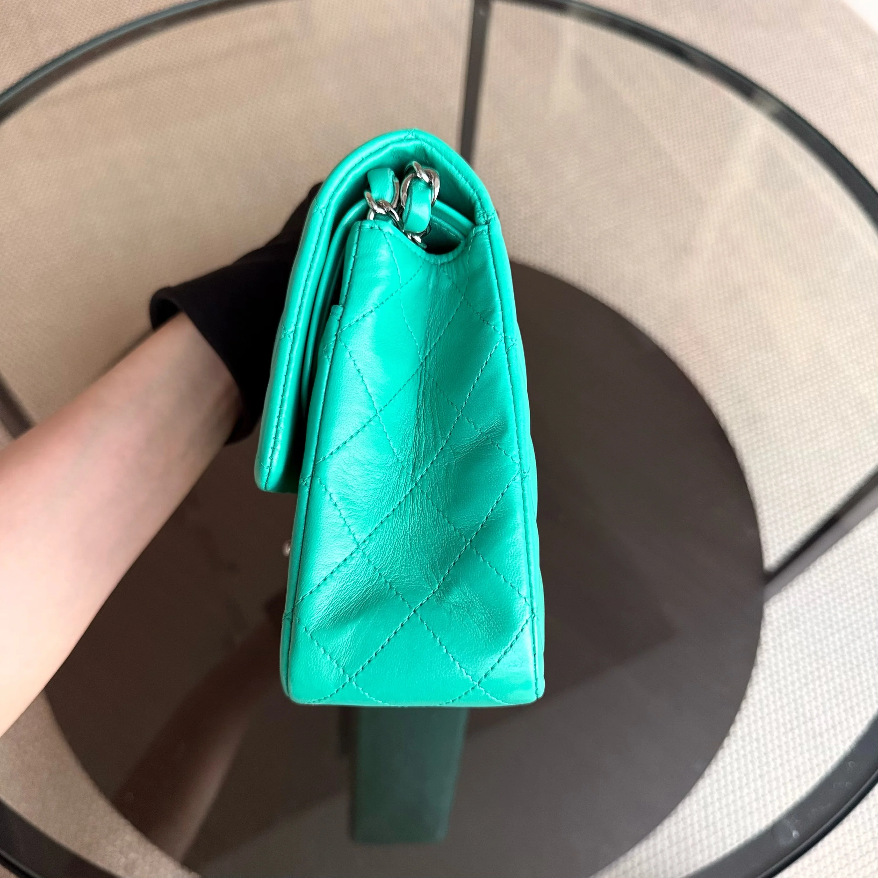 Chanel Classic Flap Medium - 25CM Quilted Lambskin Light Green Silver Hardware Series 16