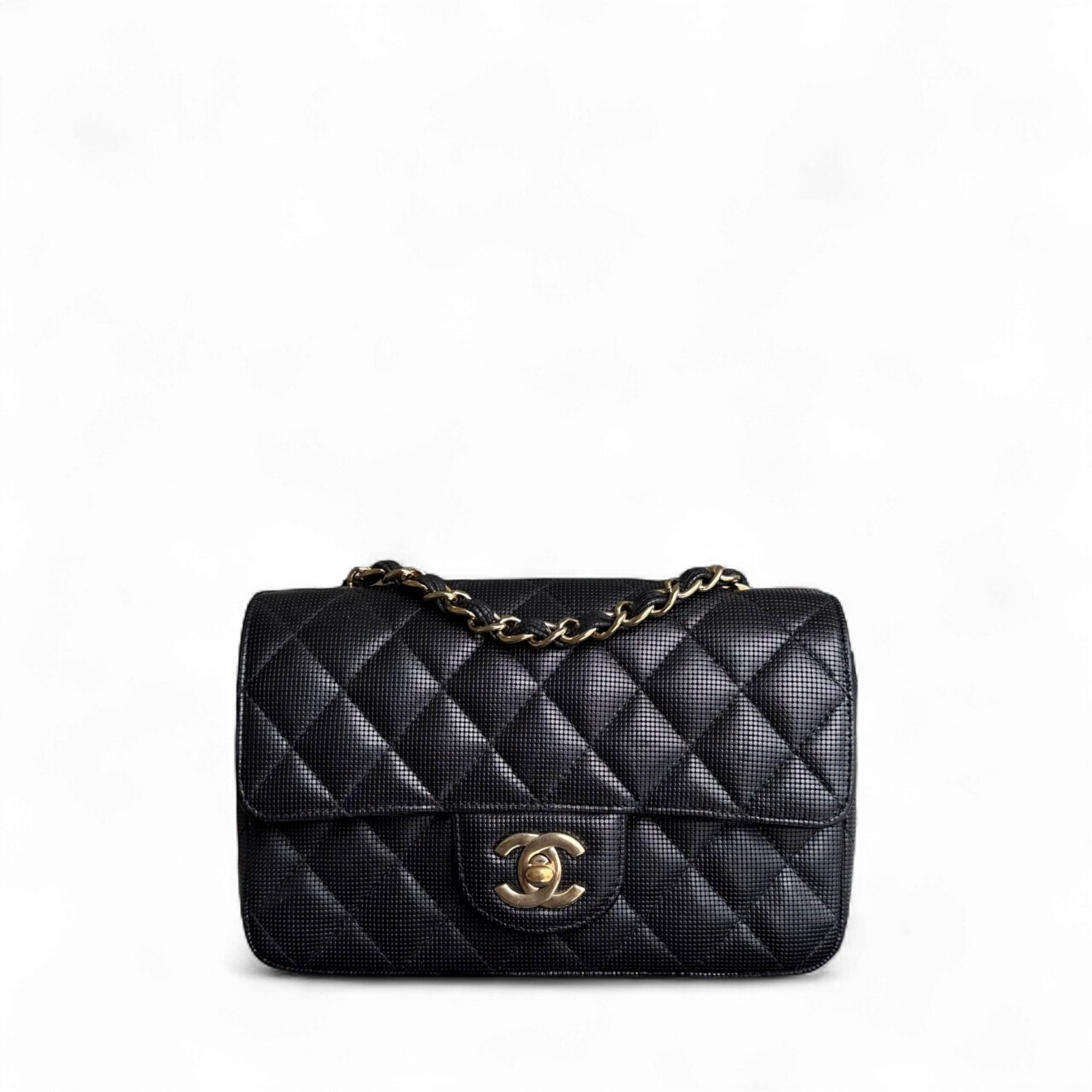 Chanel Classic Flap Mini - Pixelated Calfskin 20CM Limited Edition Quilted Black Gold Hardware Series 21