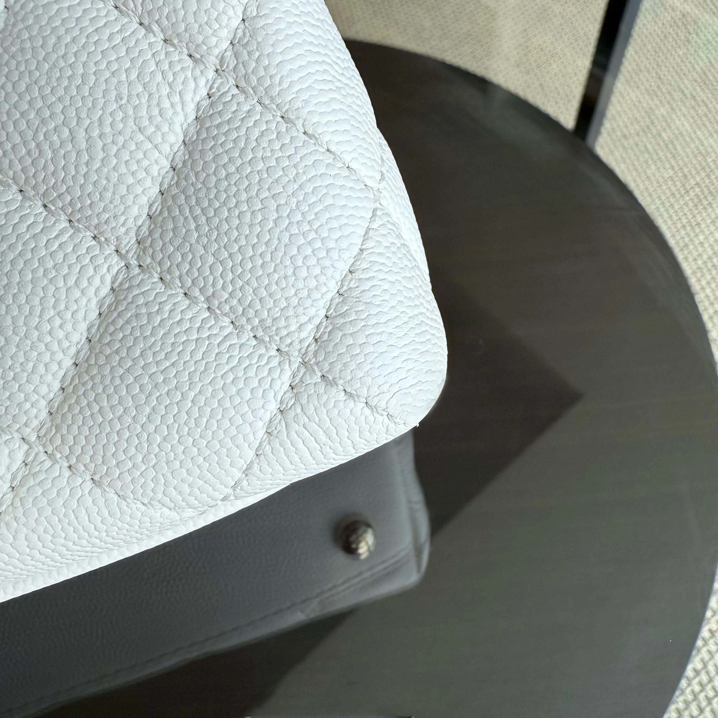 Chanel Coco Handle Small - Caviar Quilted Snow White Gold Hardware Microchip