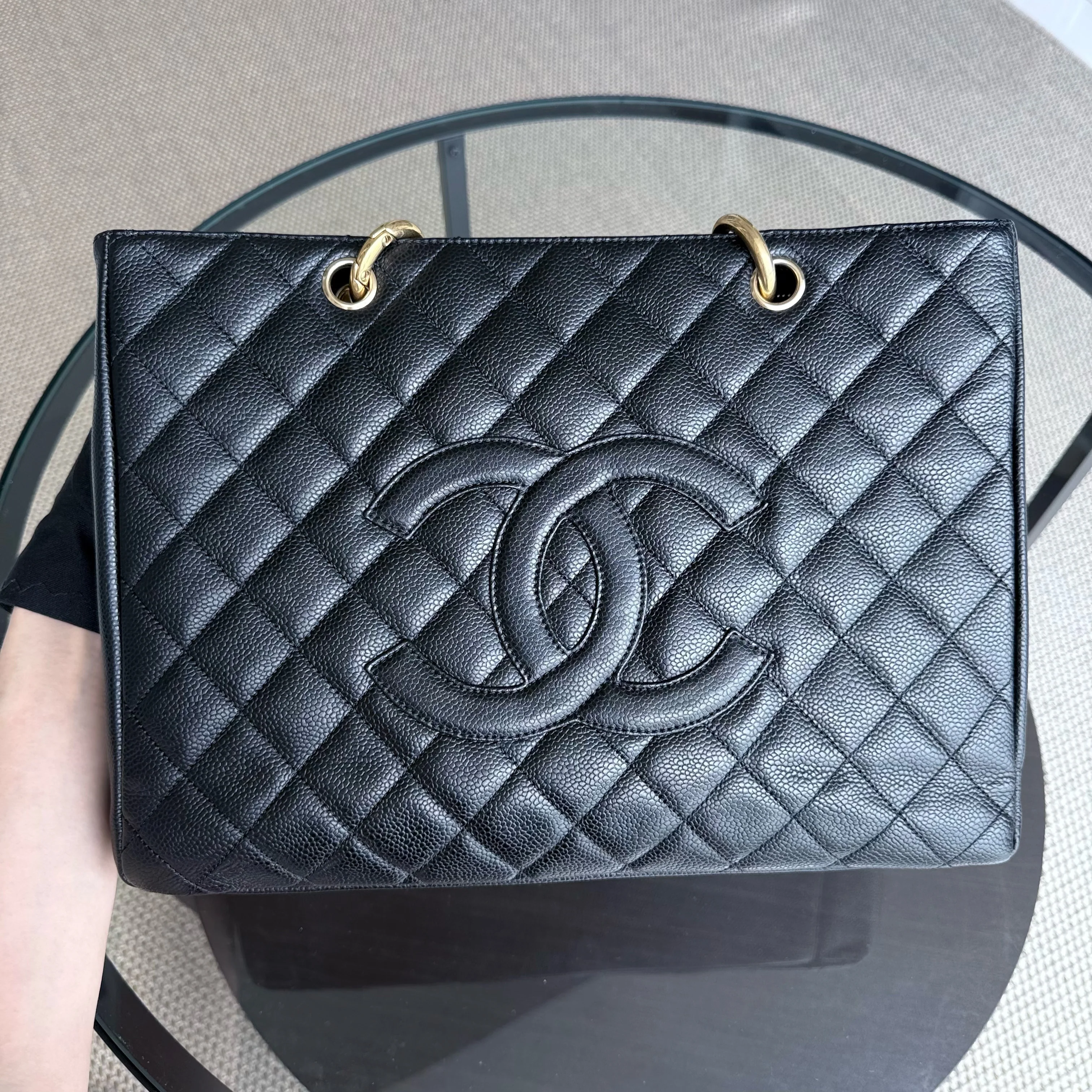 Chanel GST Grand Shopping Tote - Caviar Quilted Black Gold Hardware Series 11