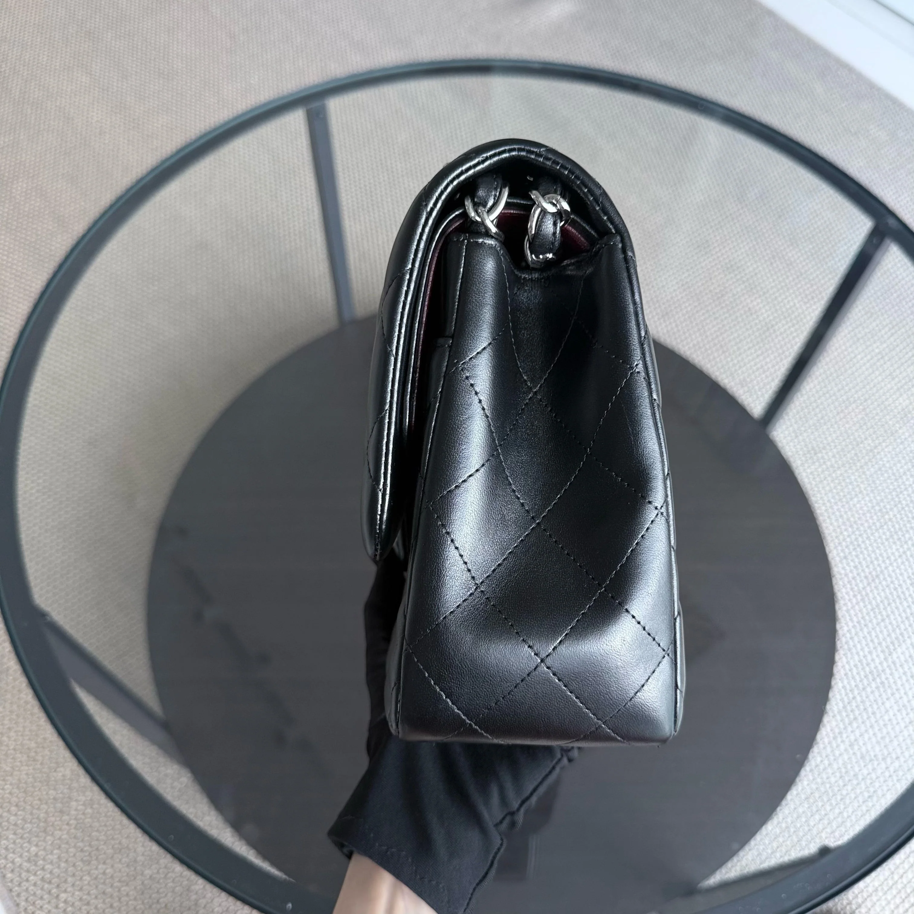 Chanel Classic Flap Jumbo - Double Flap 30CM Quilted Lambskin Black Silver Hardware