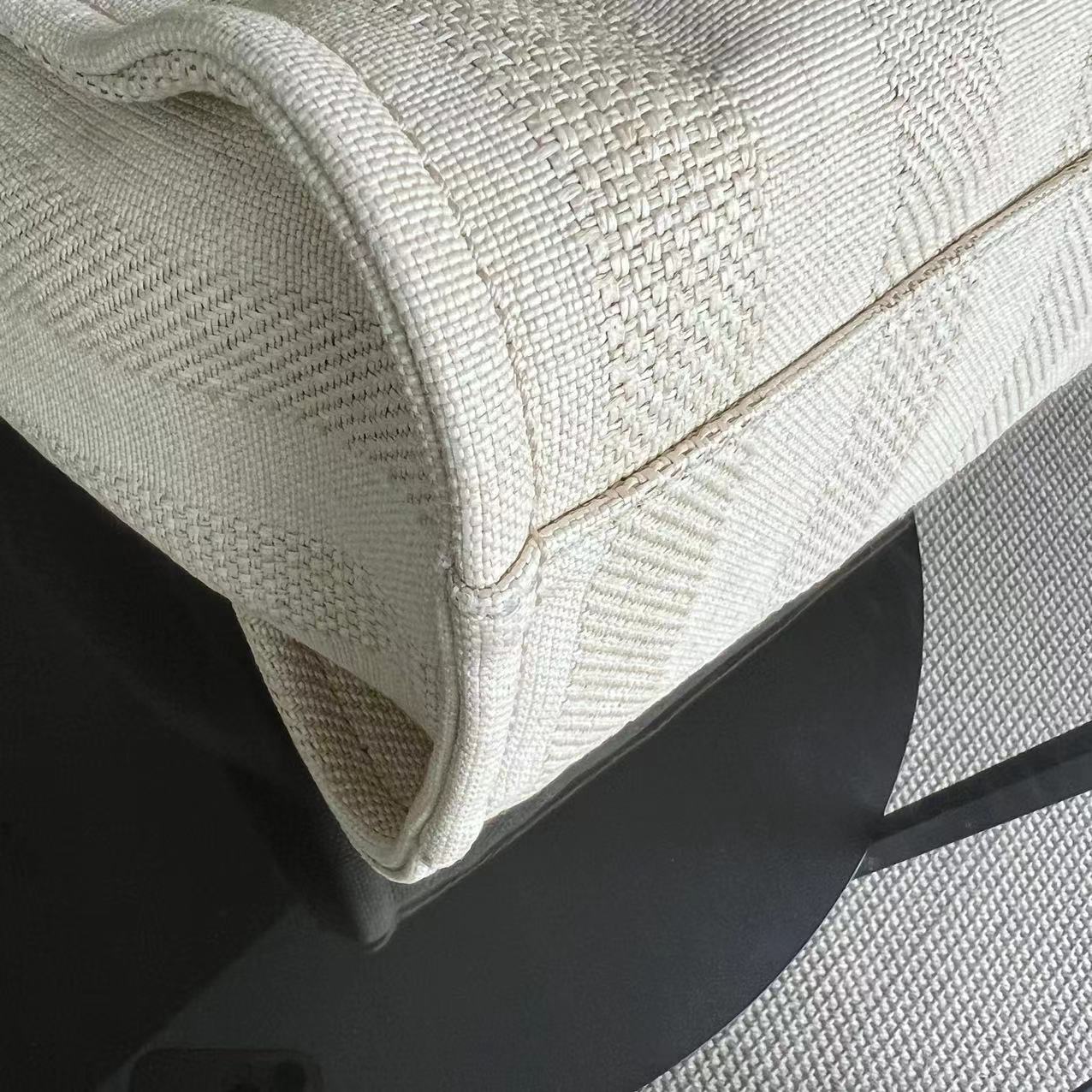 Chanel Deauville Small - Tote Yellow Canvas Silver Hardware 29