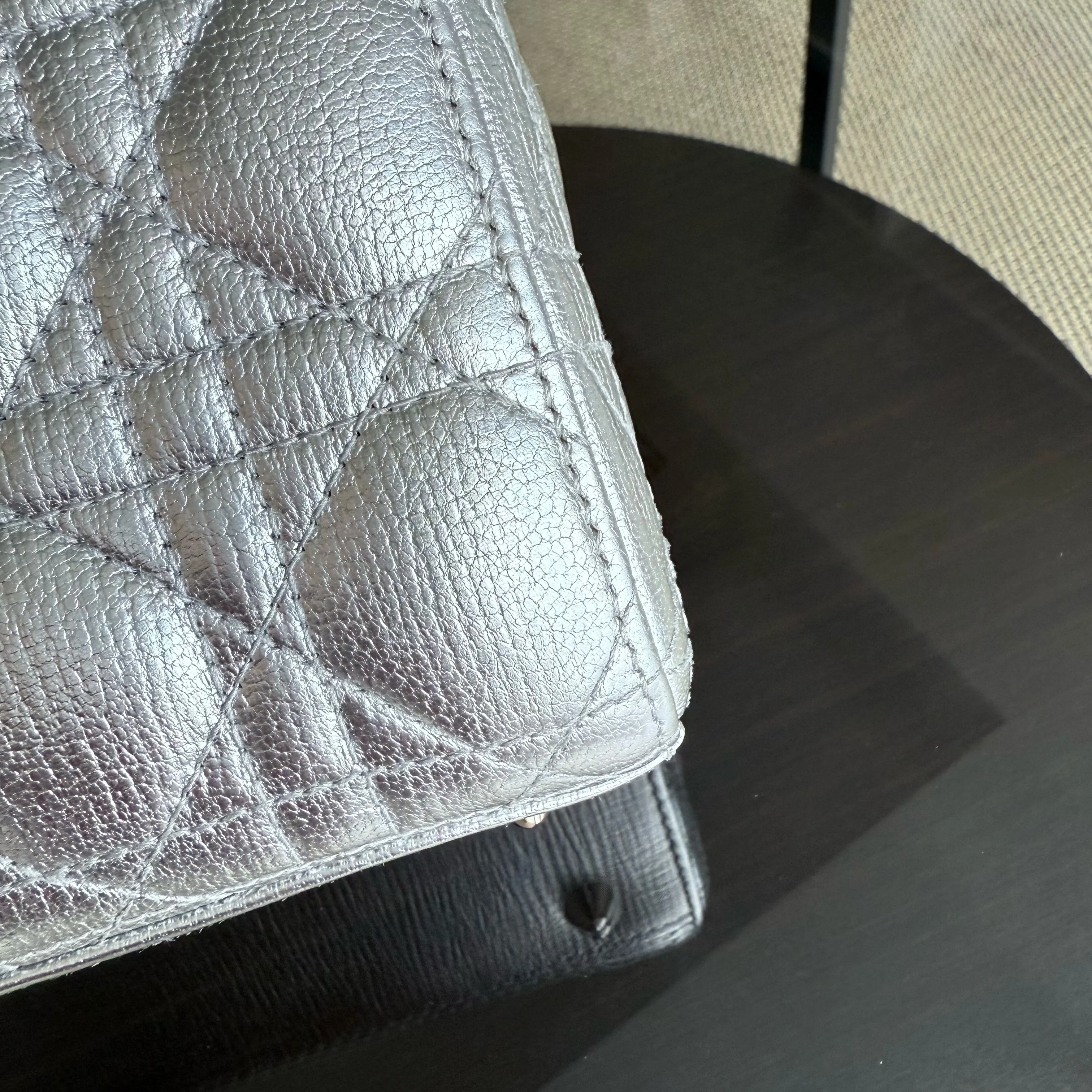 Dior Lady Small - Cannage Metallic Calfskin Silver Silver Hardware