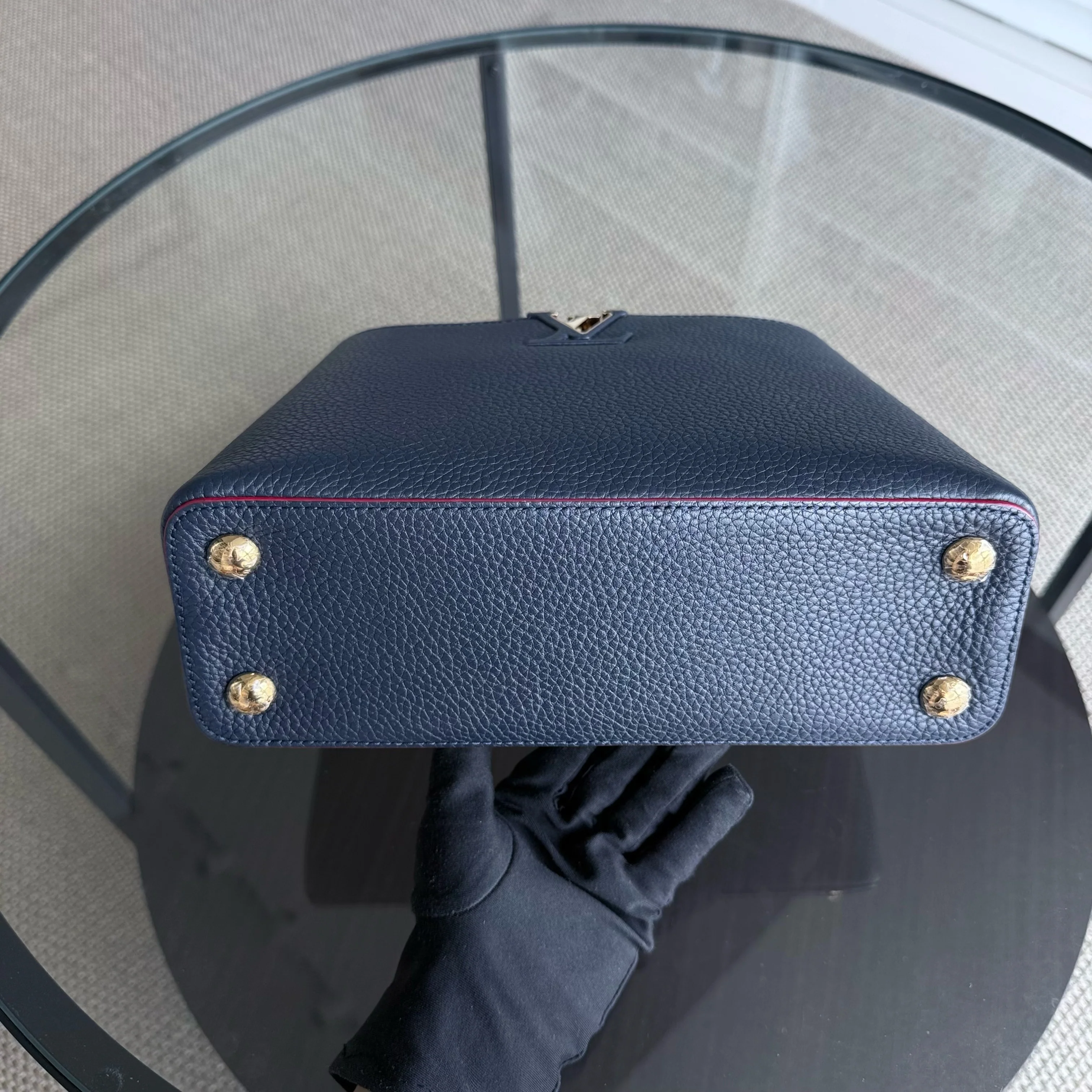 Louis Vuitton Capucines BB - Grained Calfskin Dark Blue Fuchsia Gold Hardware