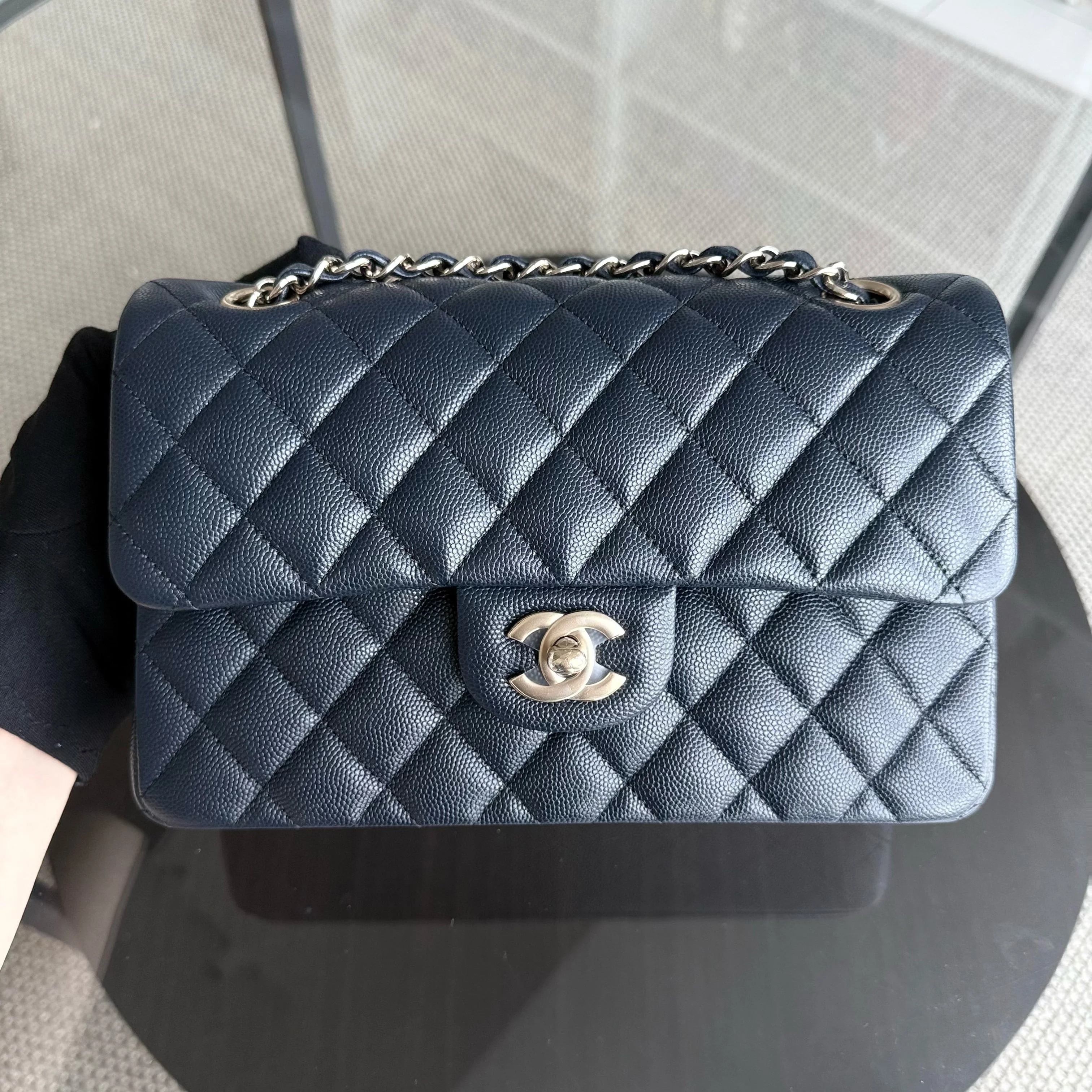 Chanel Classic Flap Small - Caviar 23CM Quilted Dark Midnight Blue Gold Hardware Series 27