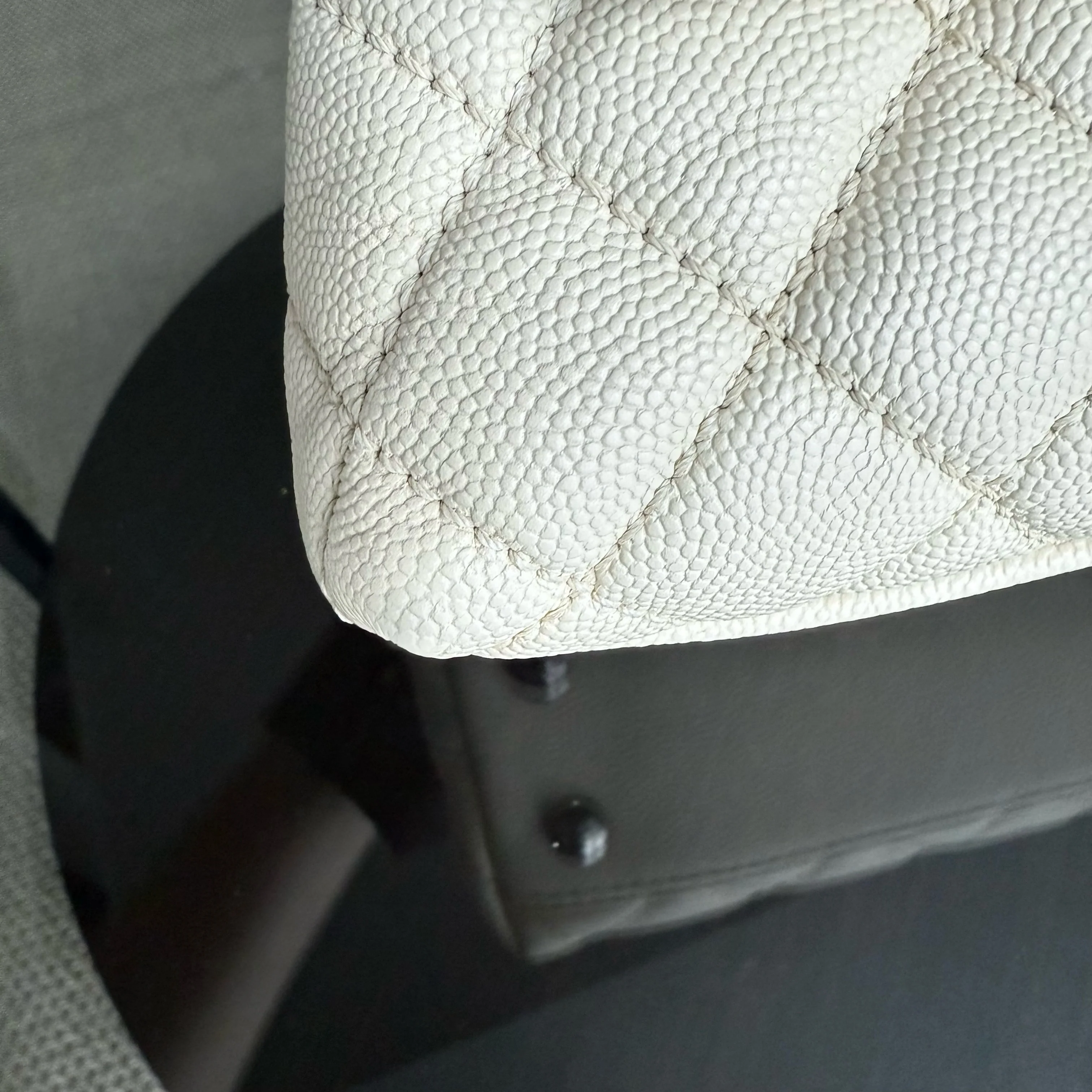 Chanel Coco Handle Small - Caviar Quilted Grained Calfskin White Ruthenium Silver Hardware