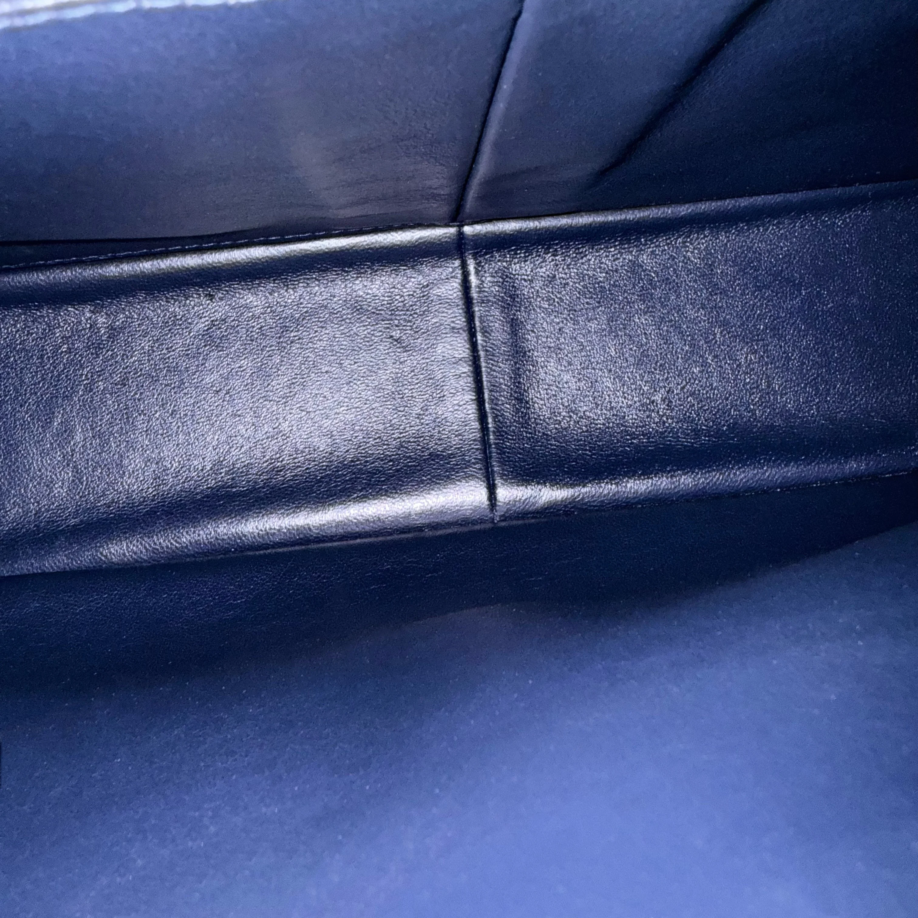 Chanel Classic Flap Maxi - Caviar Double Flap 33CM Quilted Grained Calfskin Dark Blue Silver Hardware Series 18