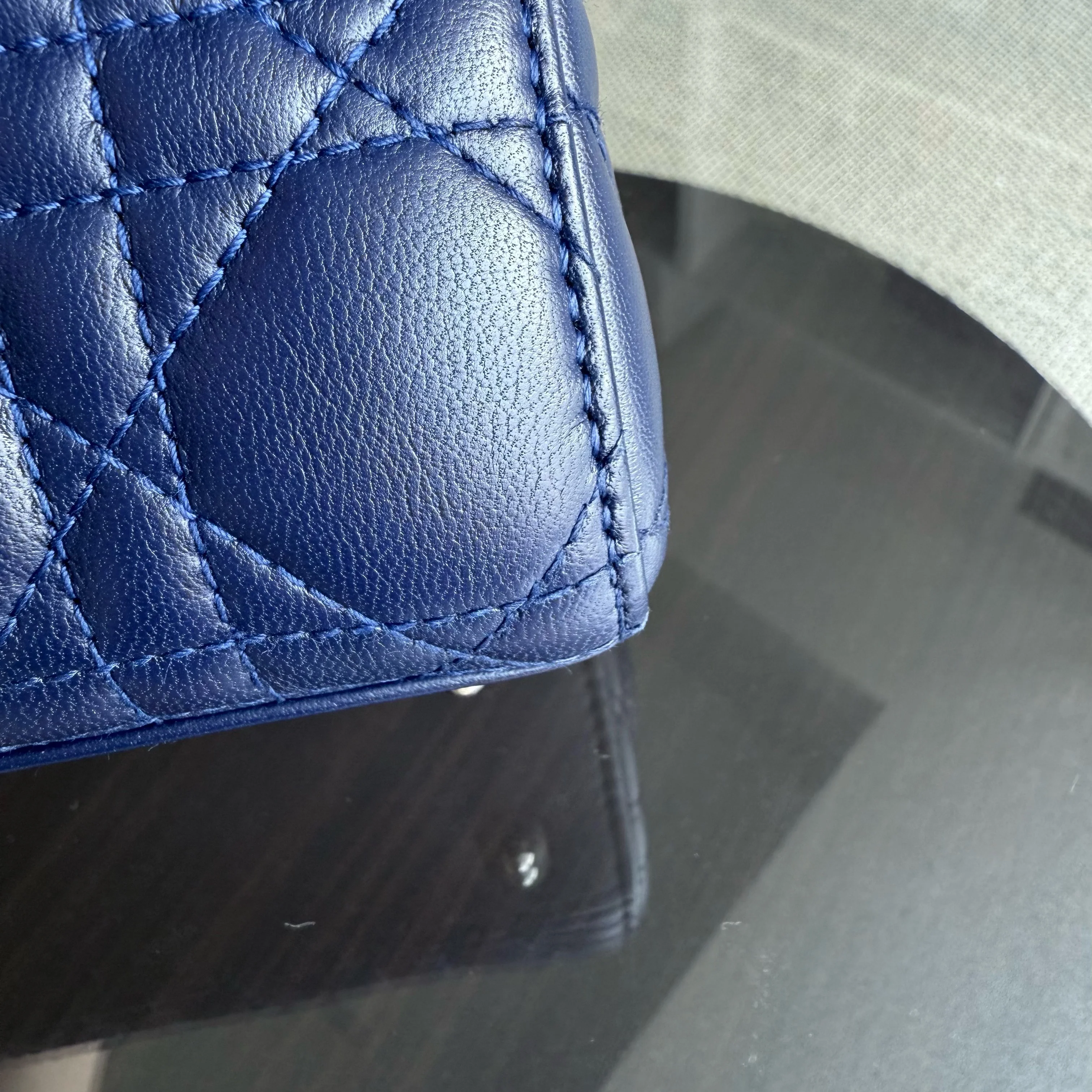 Dior Lady Small Flap - Cannage Lambskin Dark Blue Silver Hardware