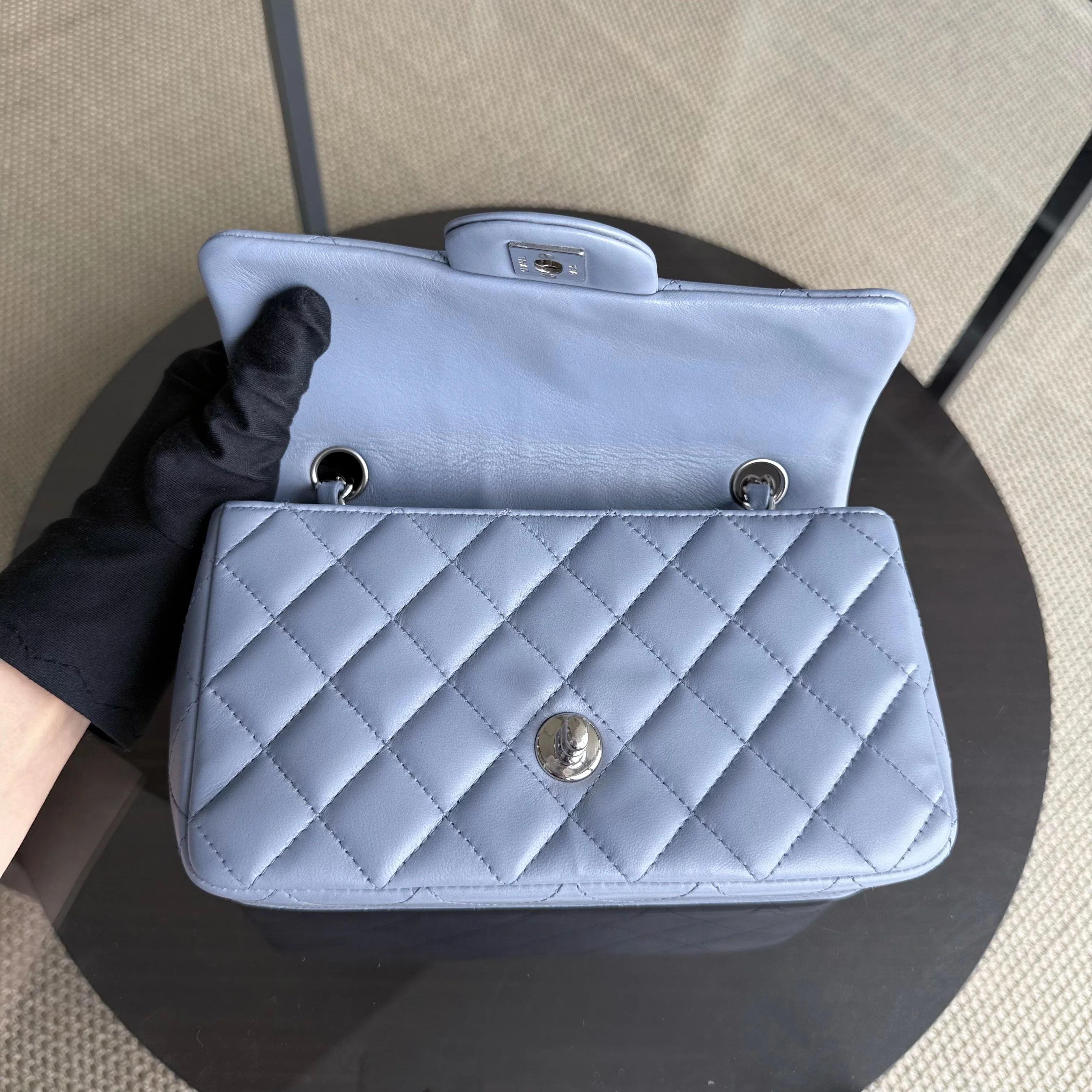 Chanel Classic Flap Mini - 20CM Quilted Lambskin Blue Silver Hardware Series 16