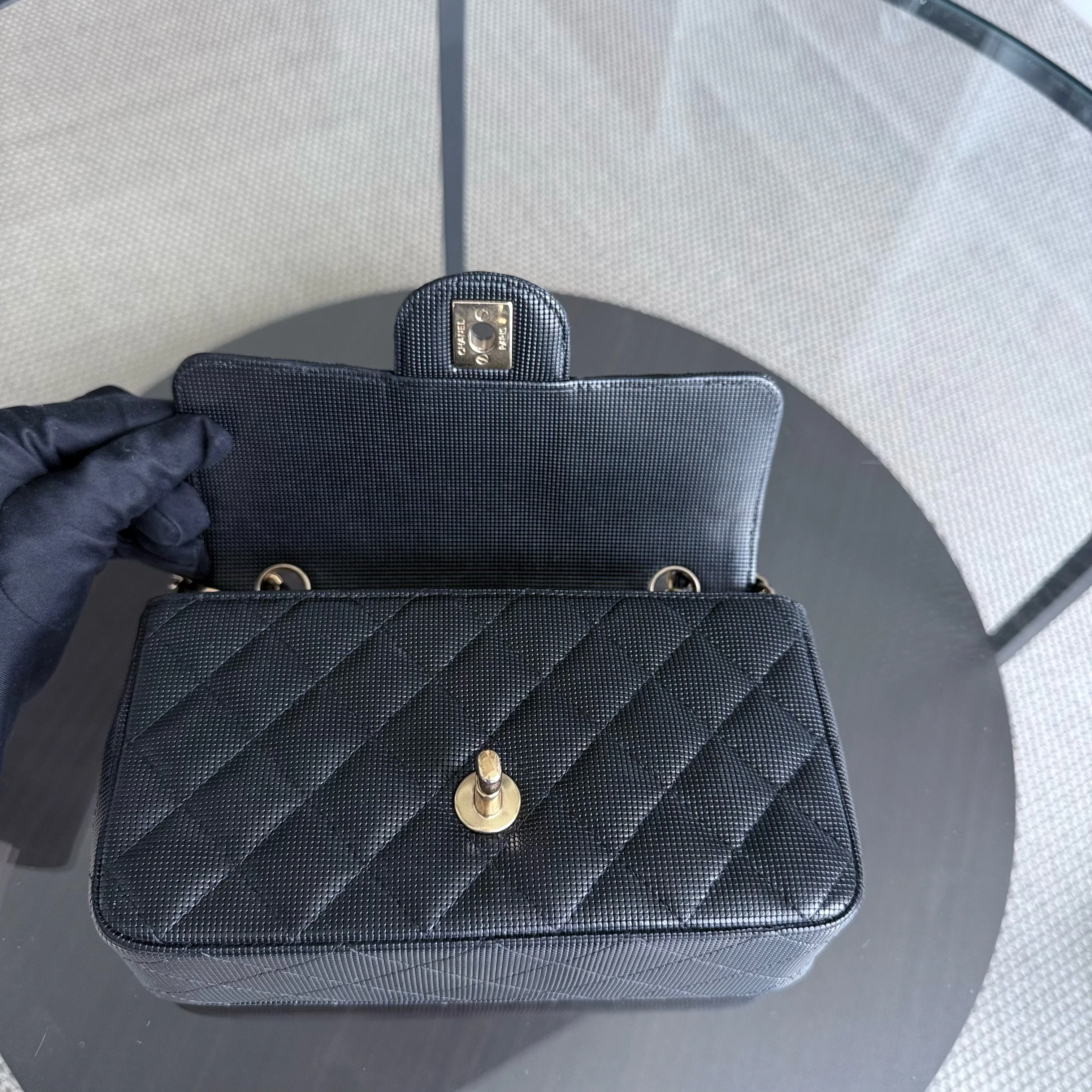 Chanel Classic Flap Mini - Pixelated Calfskin 20CM Limited Edition Quilted Black Gold Hardware Series 21