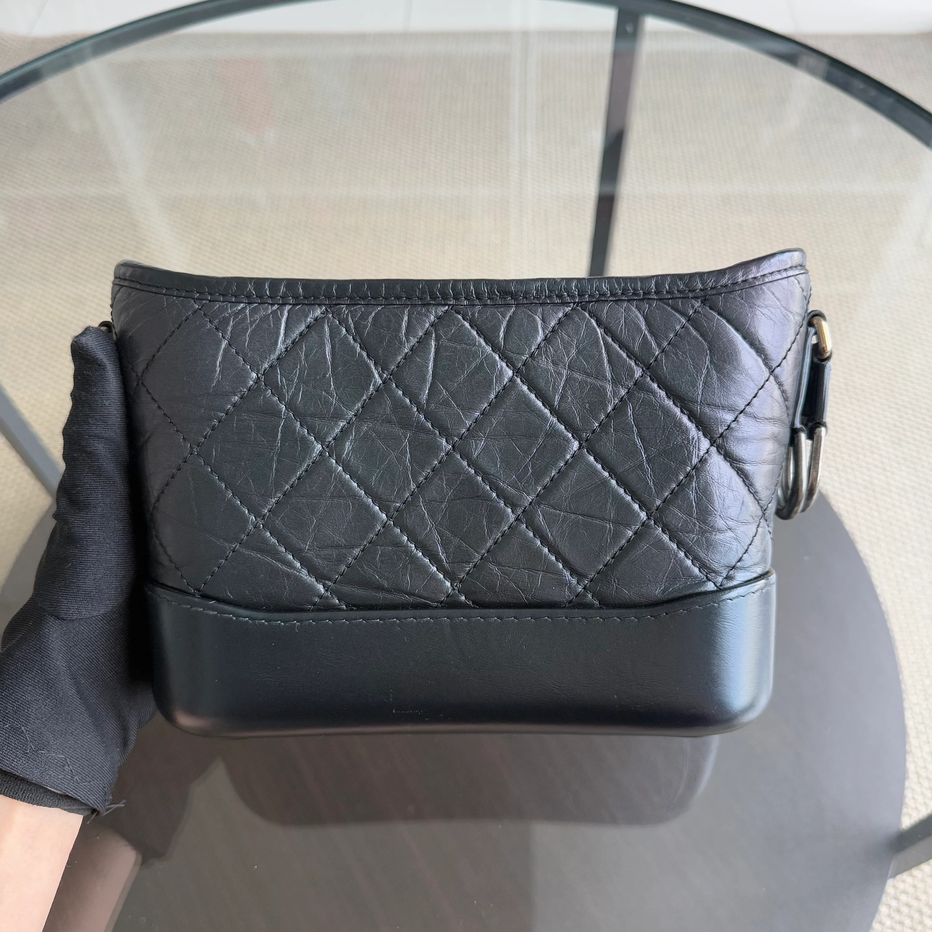 Chanel Gabrielle Small - Quilted Calfskin Black Gold Hardware