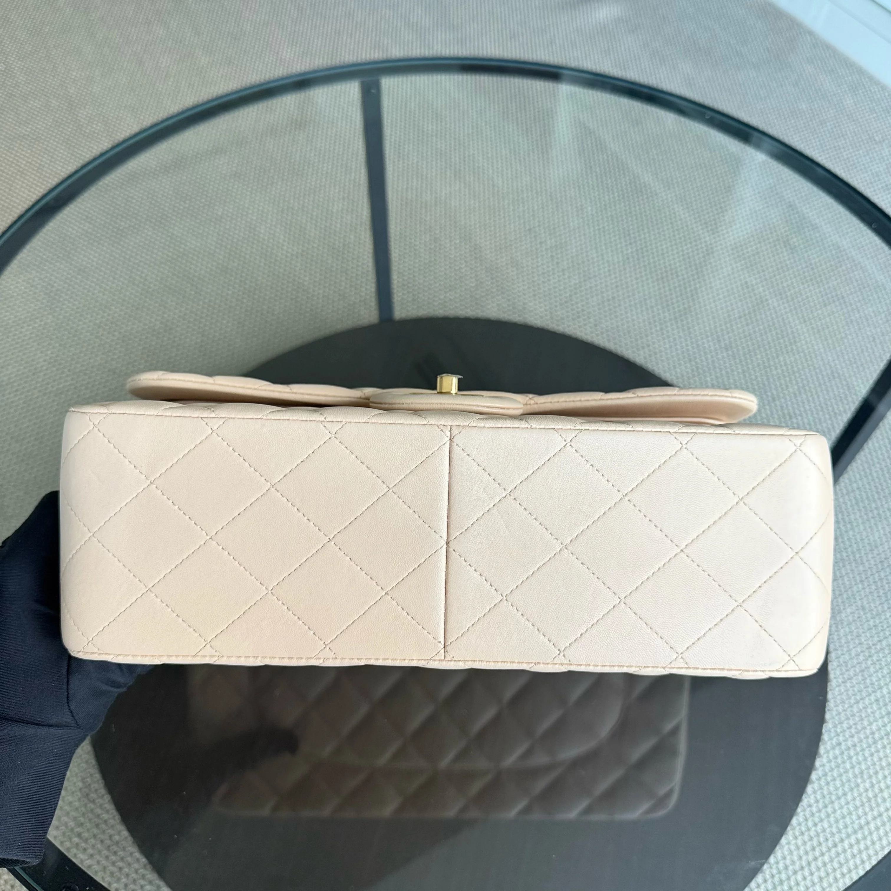 Chanel Classic Flap Jumbo - Double Flap 30CM Quilted Lambskin Beige Gold Hardware
