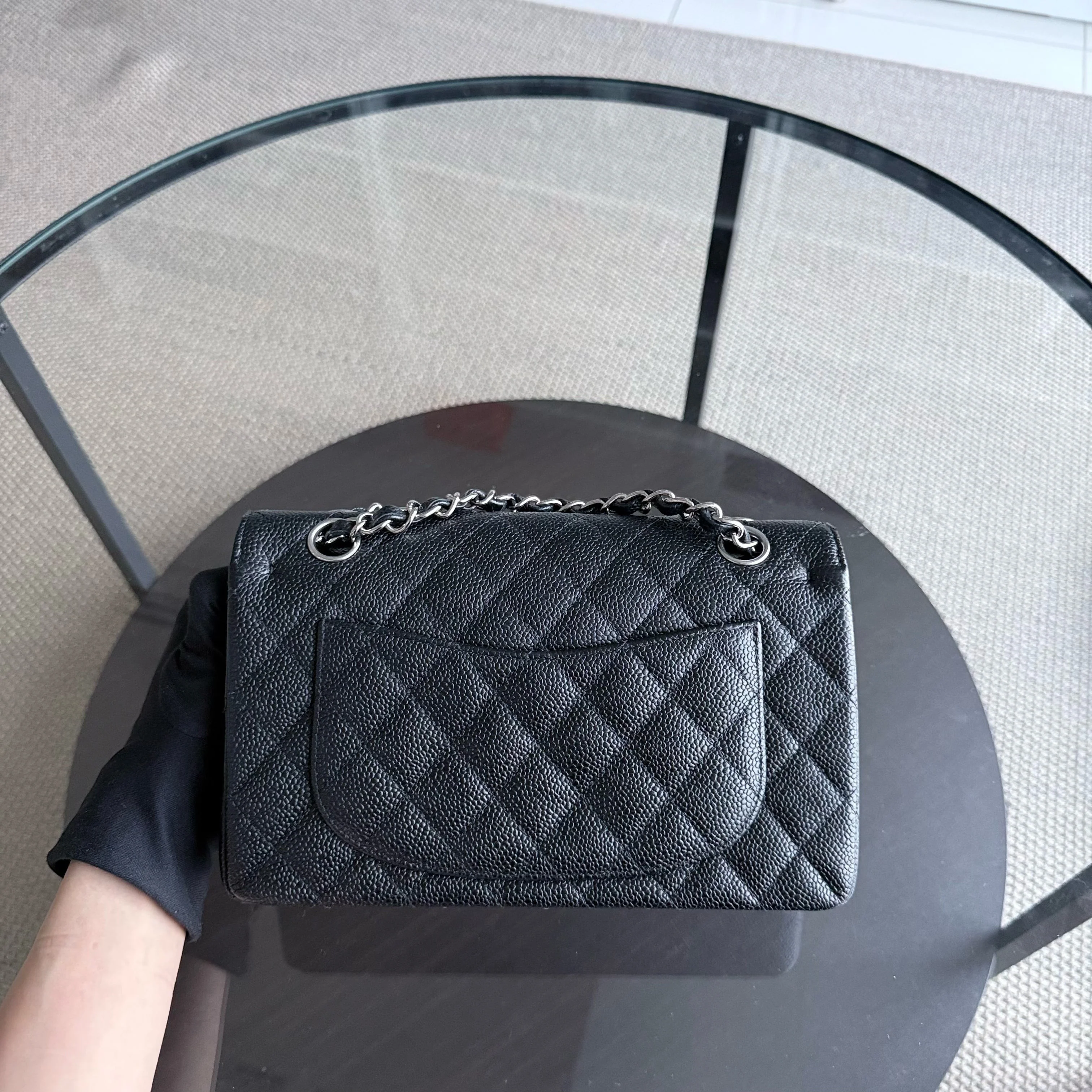 Chanel Classic Flap Small - Caviar 23CM Quilted Grained Calfskin Black Silver Hardware Series 12