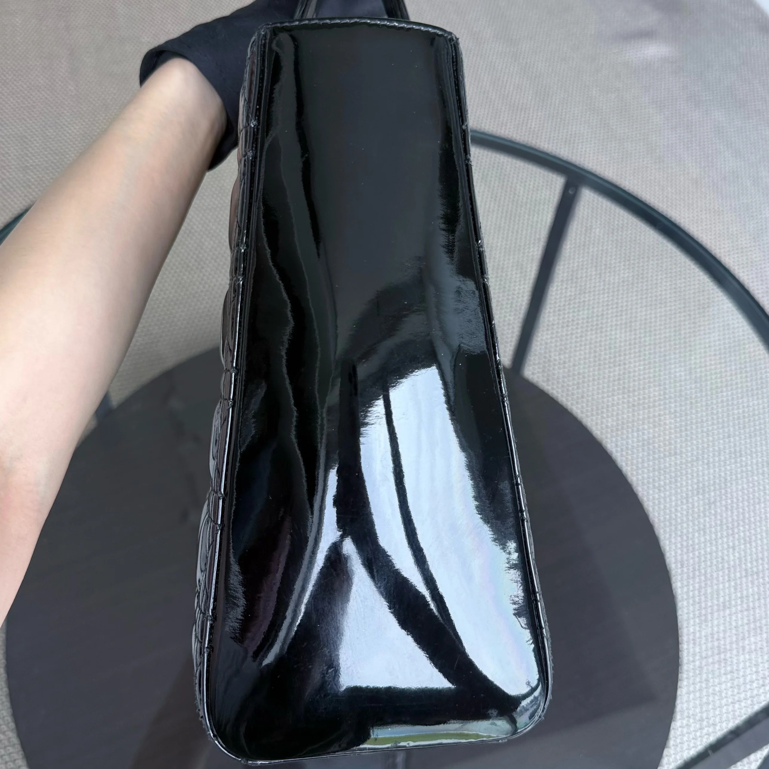 Dior Lady Large - Patent Calfskin Black Gold Hardware NO STRAP