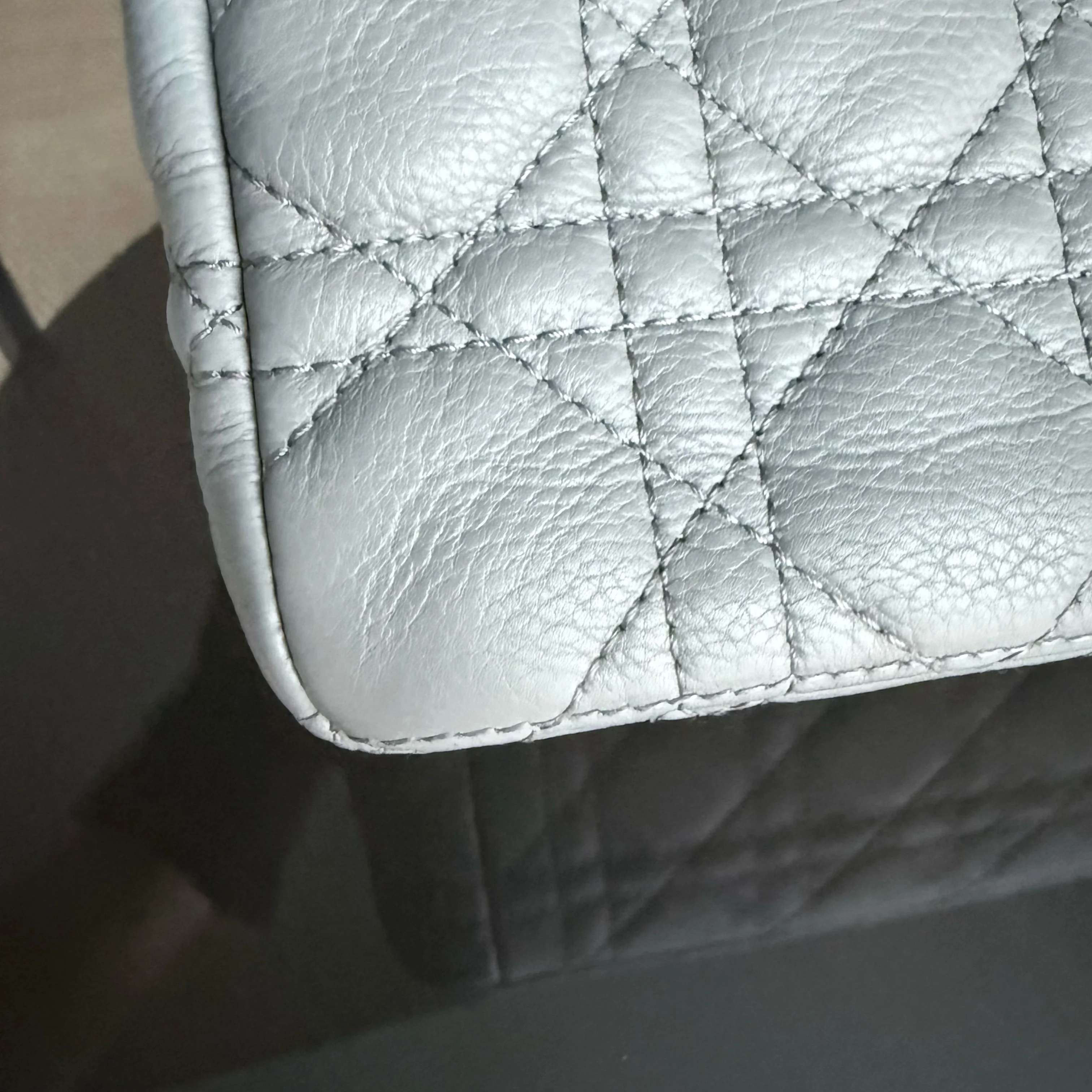 Dior Caro Large - Cannage Calfskin Grey Gray Gold Hardware