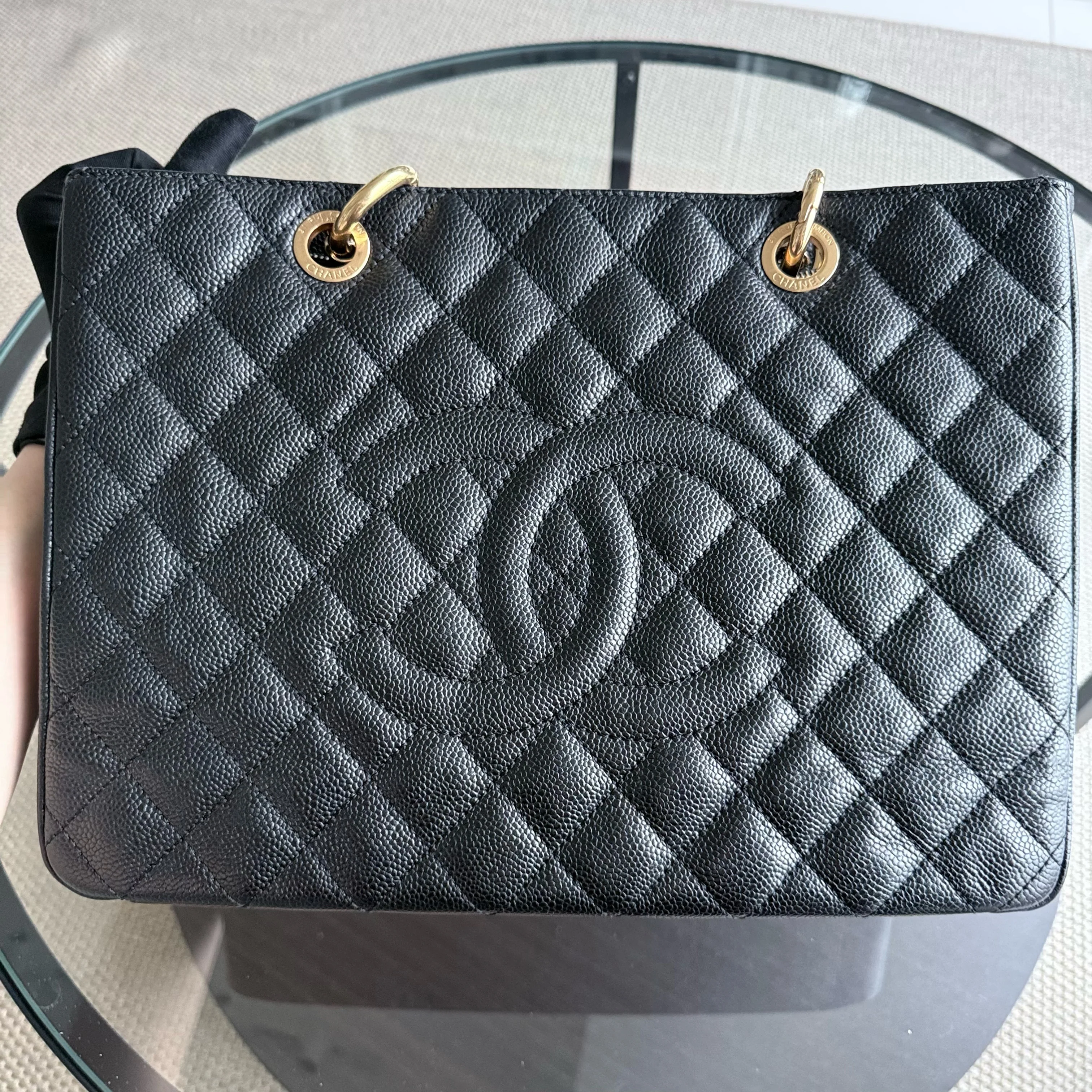 Chanel GST Grand Shopping Tote - Caviar Quilted Black Gold Hardware Series 14