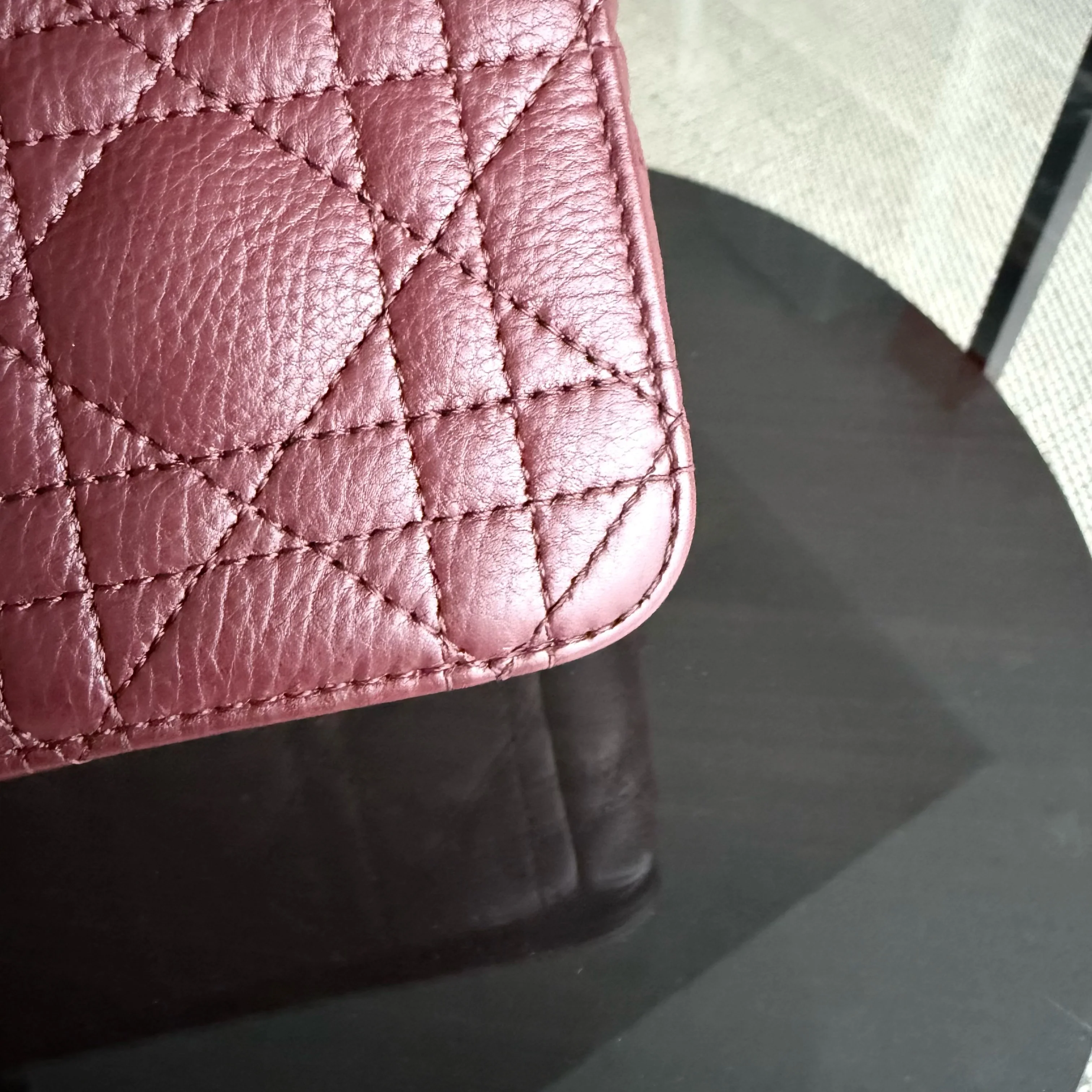 Dior Caro Medium - Cannage Calfskin Burgundy Red Gold Hardware