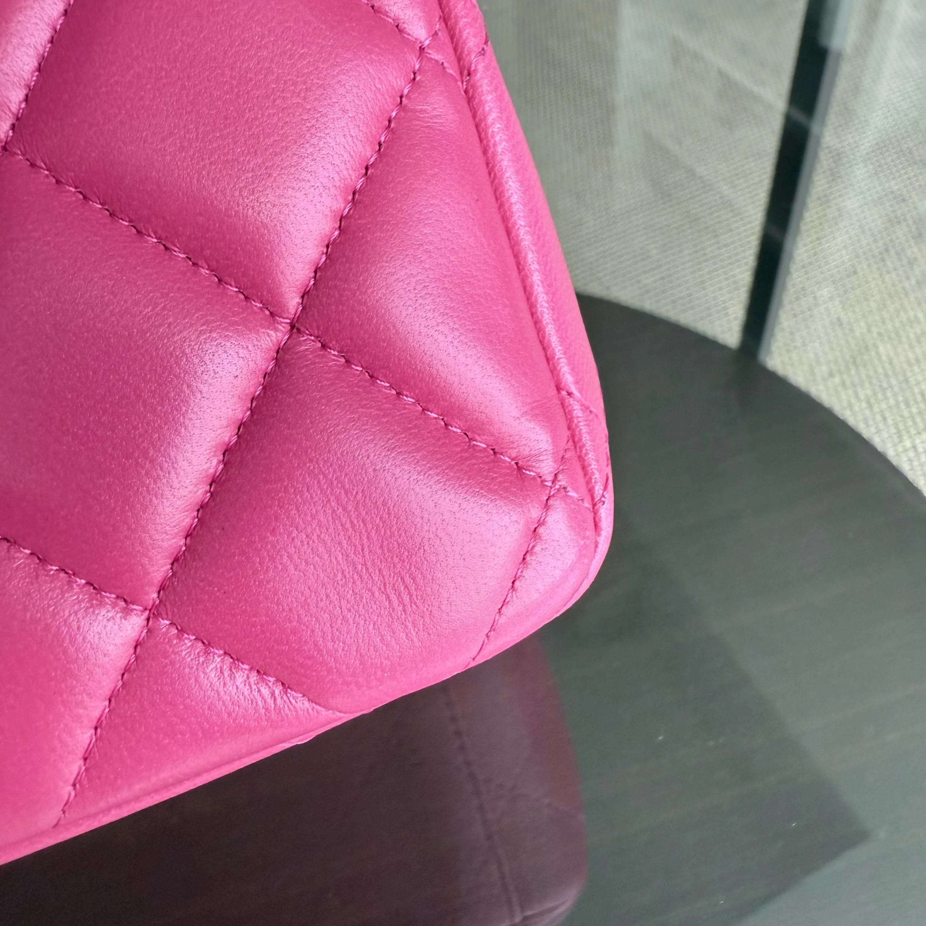 Chanel Classic Flap Maxi - Double Flap 33CM Quilted Lambskin Hot Pink Silver Hardware Series 19