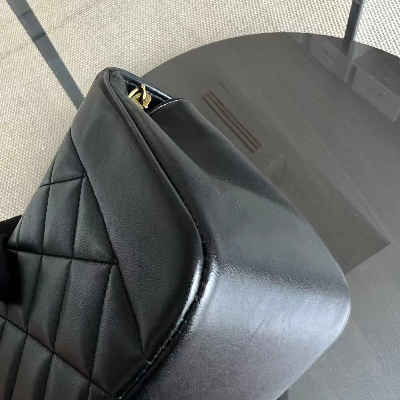 Small Diana Vintage Quilted Lambskin Black 24K Golden Hardware Series 4