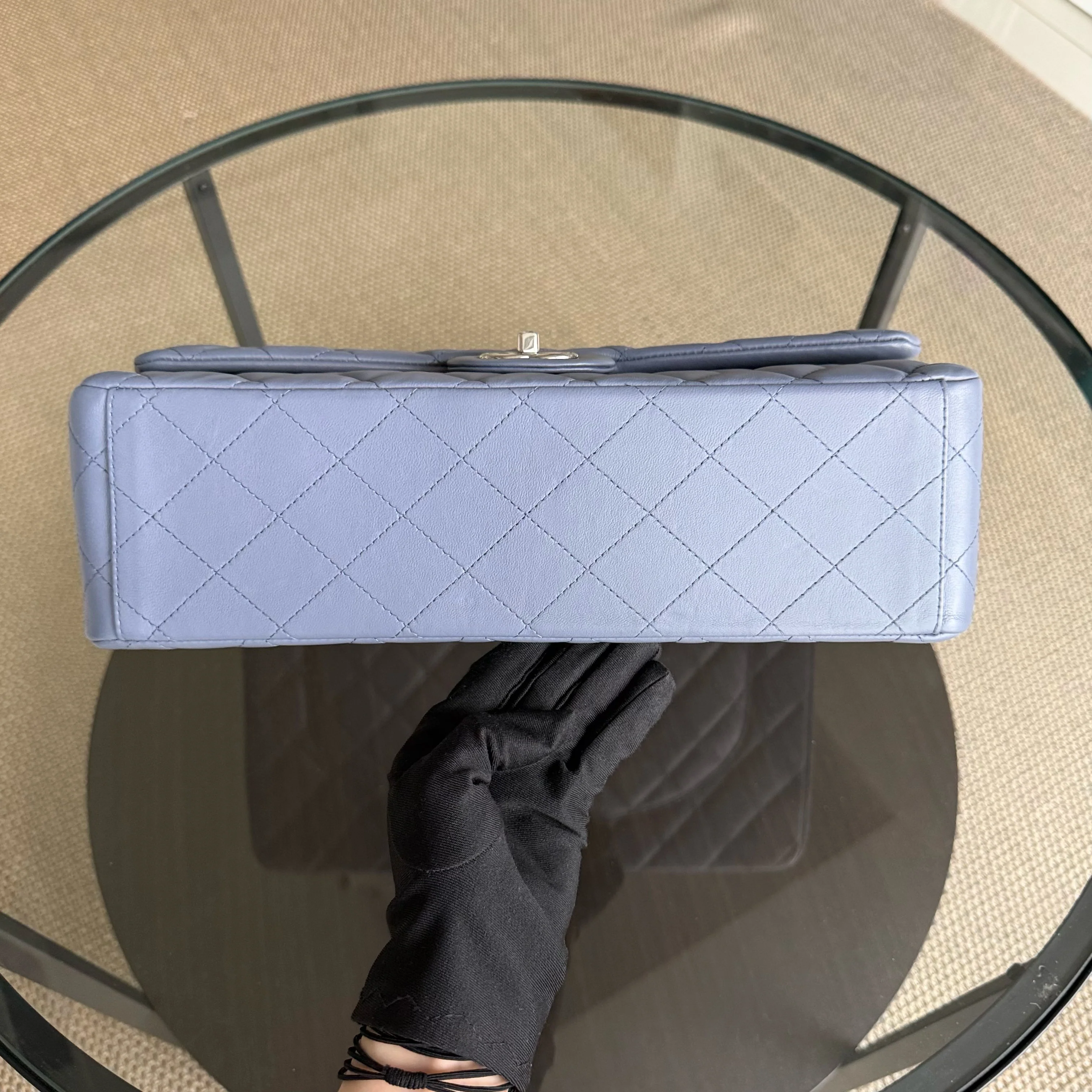 Chanel Classic Flap Maxi - Double Flap Quilted 34CM Lambskin Light Violet Purple Series 15